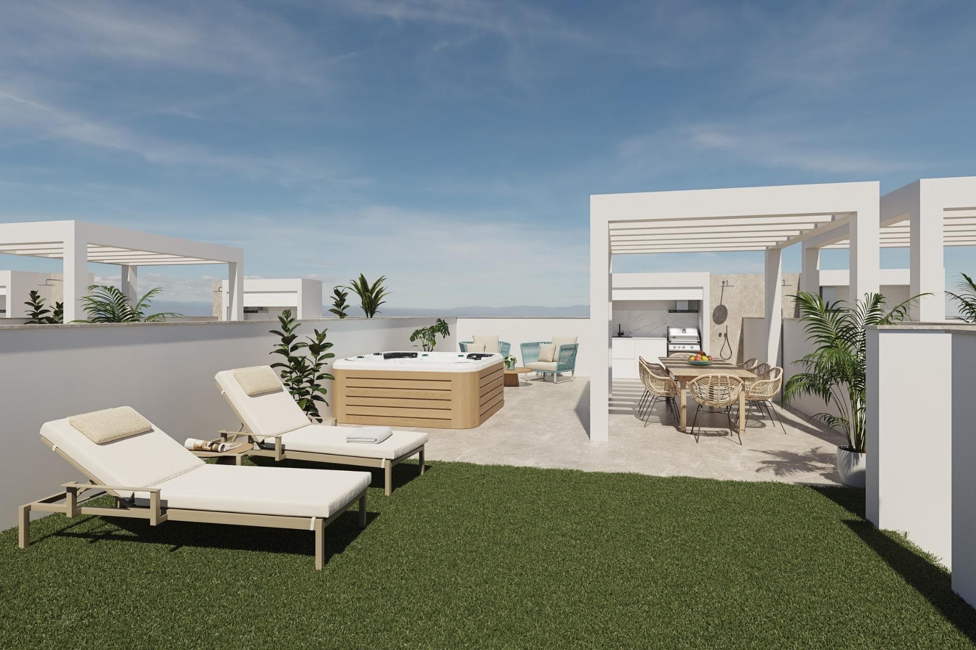 Exclusive New Build Bungalows in Pilar de la Horadada - Unique Style and Privileged Location&#13;&#13;A Unique Style that Defines your New Home&#13;This new development of 2 and 3 bedroom bungalows in Pilar de la Horadada stands out for its modern design and undulating structure, which gives each home a unique personality.&#13;&#13;You will be able to choose between:&#13;&#13;Ground floors with front garden and back patio.&#13;Top floors with private solarium.&#13;The residential complex has a communal swimming pool and spacious communal areas designed for the relaxation and enjoyment of the whole family.&#13;&#13;In addition, the development offers an outdoor gym, communal jacuzzi and parking area for bicycles, as well as a parking space assigned to each property with the option of charging electric vehicles, designed to offer you maximum comfort and quality of life.&#13;&#13;Bright and high quality interiors&#13;Each home has been designed to offer an experience of comfort and functionality. Open-plan spaces maximise the feeling of spaciousness and light, while neutral tones and wood finishes create an elegant and welcoming ambience.&#13;&#13;Spacious and bright bedrooms, with the master bedroom offering access to a private terrace.&#13;Open concept kitchen, integrated into the living room for convenience.&#13;Modern bathrooms with top quality materials.&#13;&#13;Pilar de la Horadada - Quality of Life on the Costa Blanca&#13;Located in the province of Alicante, Pilar de la Horadada is a coastal town that combines tradition with a relaxed atmosphere. It is known for its beautiful beaches, such as Playa de las Higuericas, with golden sand crystal clear Mediterranean waters.&#13;&#13;In addition to its coastline, the town has a vibrant main street lined with shops, supermarkets, restaurants and picturesque squares. Its excellent infrastructure includes cycle paths, hiking trails and a wide variety of sporting activities.&#13;&#13;Proximity to Major Points of Interest&#13;This residential development offers convenient access to the most important destinations in the area:&#13;&#13;Torre de la Horadada beach - 3 km (5 min drive).&#13;Lo Romero Golf Course - 5 km (10 min drive).&#13;La Zenia Boulevard Shopping Centre - 15 km (15 min drive).&#13;Corvera Airport (Murcia) - 40 km (40 min drive).&#13;Alicante Airport - 55 km (55 min drive).&#13;&#13;Secure your Costa Blanca Property Today&#13;Don't miss out on the opportunity to purchase a brand new property in an exceptional location. Contact us today for more information and to arrange a viewing.&#13;