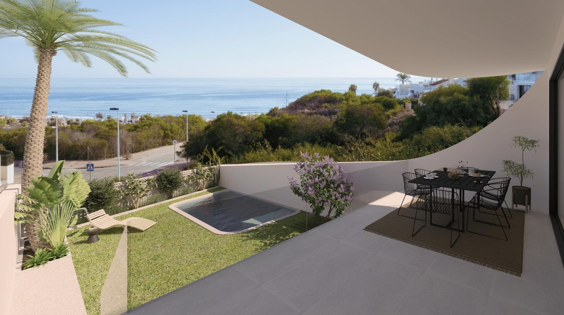 New Build Bungalows with Sea Views in La Mata, Torrevieja

Privileged Location 300 Metres from the Beach
This exclusive new development is located in La Mata, Torrevieja, one of the most sought after areas of the Costa Blanca. Just 300 metres from the beach, this development offers an exceptional natural setting with panoramic sea views and easy access to all essential amenities.

La Mata is a vibrant area with a special charm, surrounded by promenades, restaurants, cafés and supermarkets, making it the perfect destination for both year-round living and enjoying a second home by the sea.

Modern Design and Energy Efficiency
This development stands out for its elegant Mediterranean architecture with an avant-garde touch. Designed under the Passivhaus standard, it guarantees a sustainable construction that provides maximum thermal comfort and energy efficiency, reducing consumption and environmental impact.

The homes feature high quality finishes, spacious rooms and abundant natural light, achieving a perfect balance between design and functionality.

Housing Options for All Lifestyles
Ground floor flats with a large private garden with sea views and enough space for a private swimming pool. They also include a semi-basement with the possibility of adding additional bedrooms.
Top floor flats with large balcony, private solarium and spectacular sea views, perfect for enjoying the Mediterranean sun.

Exclusive Communal Areas
This development offers spaces designed for comfort and relaxation:

Communal infinity pool, ideal for cooling off with panoramic views.
Underground parking space included in each property.

Proximity to Points of Interest
La Mata Beach - 300 m.
Torrevieja town centre - 6 km.
Parque Natural de las Lagunas de La Mata-Torrevieja - 2 km.
La Marquesa Golf Course - 15 km.
Alicante airport - 40 km (approx. 40 min).
Murcia Airport - 65 km (approx. 1 hour).

Your home on the Costa Blanca awaits you
If you are looking for a luxury flat with sea views, in a privileged location and with all amenities, this residential is your best option. Contact us today for more information and to arrange a viewing.