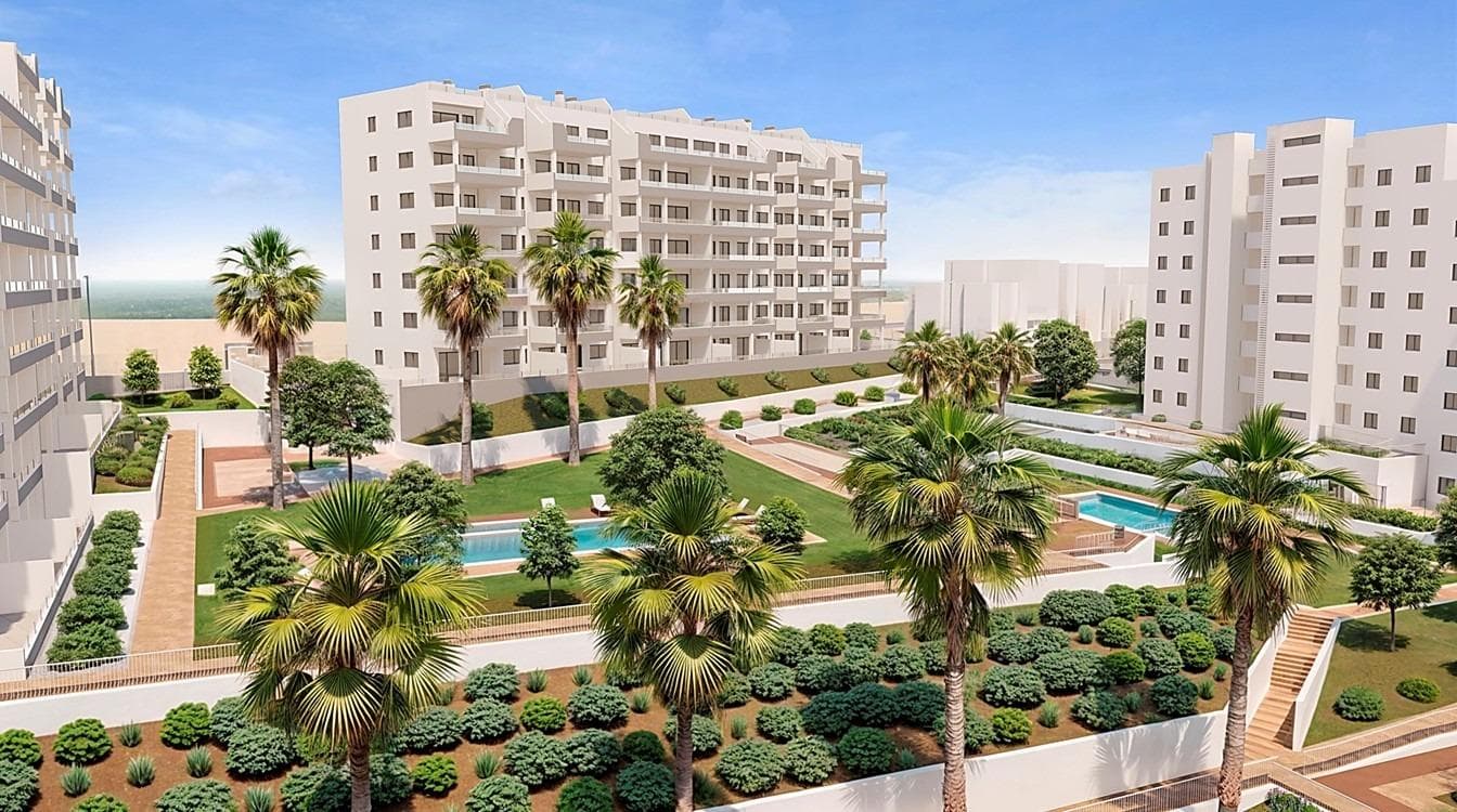 New Residential Development in San Miguel de Salinas&#13;&#13;Exclusive Apartments in a Unique Natural Environment&#13;Discover this new development in San Miguel de Salinas, an exclusive residential complex made up of 5 blocks of flats with spacious communal areas, designed to offer comfort and quality of life.&#13;&#13;This gated complex has a spectacular communal garden of almost 10,000 m², distributed over three levels and integrated with three communal swimming pools, surrounded by natural lawns and a carefully selected range of trees and plants.&#13;&#13;The homes have been designed to take advantage of natural light and unobstructed views, offering an ideal option both as a second home and for year-round living.&#13;&#13;Types of homes available&#13;In this exclusive residential complex, you can choose between:&#13;&#13;Ground floors with large private gardens.&#13;Intermediate floors with terraces of more than 20 m².&#13;Penthouses with terraces and private rooftop solarium.&#13;Currently available is Block 1, comprising 42 homes with excellent value for money.&#13;&#13;First Class Quality and Equipment&#13;All homes come fully equipped, including:&#13;&#13;Electrical appliances included in the kitchen.&#13;Fully equipped bathrooms, with furniture, screens and LED lighting system.&#13;Complete installation of ducted air conditioning.&#13;Parking space and storage room included in the price.&#13;We also have show flats in another similar project, so that you can see the quality of the finishes before delivery.&#13;&#13;Strategic Location on the Costa Blanca&#13;San Miguel de Salinas is a charming town in the Vega Baja del Segura region, just a few minutes from the best beaches and golf courses on the Costa Blanca. Surrounded by a privileged natural environment, the municipality offers a peaceful atmosphere and all essential services such as supermarkets, restaurants, health centres and schools.&#13;&#13;Distances to the Main Points of Interest&#13;Las Colinas and Campoamor Golf Courses - 7 km.&#13;Beaches of Orihuela Costa and Torrevieja - 10 km.&#13;Zenia Boulevard Shopping Centre - 9 km.&#13;Alicante Airport - 50 km.&#13;Murcia-Corvera Airport - 55 km.&#13;&#13;Your New Home Awaits in San Miguel de Salinas&#13;Whether you are looking for an investment on the Costa Blanca or a home to enjoy all year round, this development offers a perfect combination of luxury, comfort and unbeatable location.&#13;&#13;Contact us today for more information and to arrange a viewing.&#13;