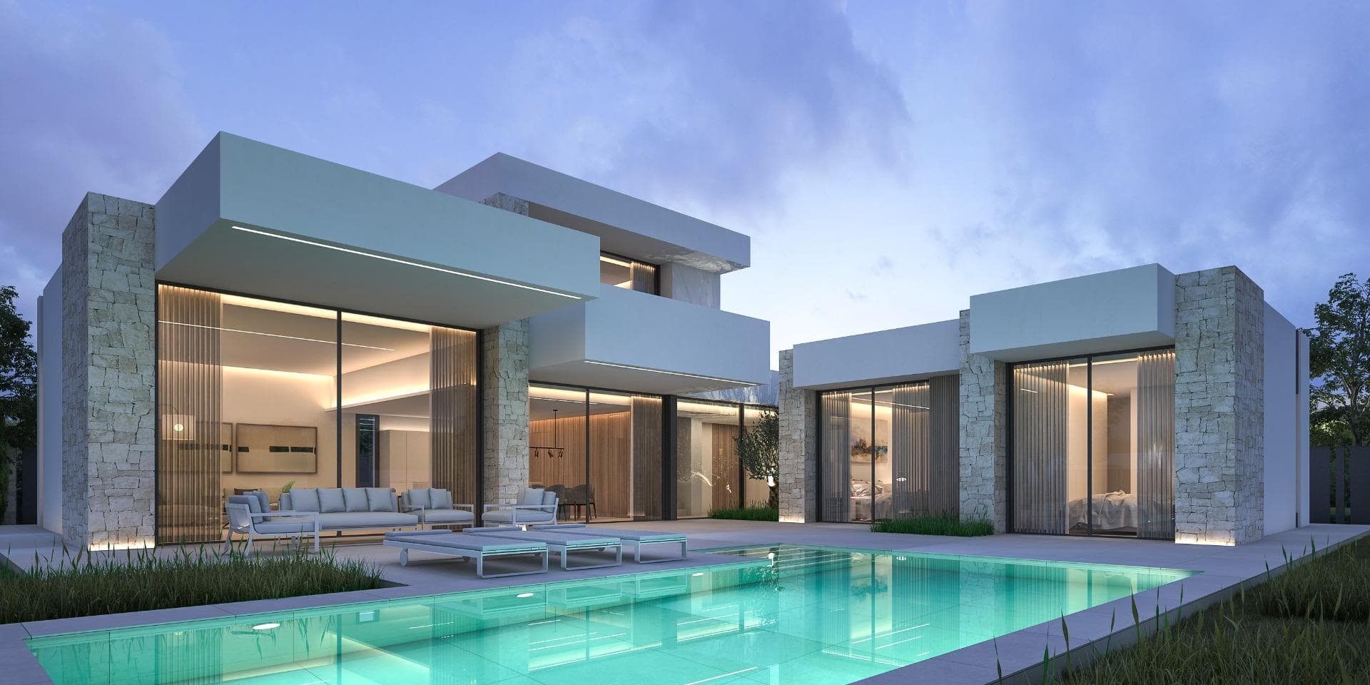Exclusive Modern Villas in Dénia – Contemporary Luxury Near the Beach&#13;&#13;Elegant Villas with Private Pool and Mediterranean Charm&#13;Discover these exclusive modern villas in Dénia, designed to offer comfort, style, and functionality in a privileged location. With contemporary architecture, elegant natural stone details, and large windows, these homes are bathed in natural light, creating bright and inviting spaces. The private landscaped garden and swimming pool provide the perfect setting to enjoy the Mediterranean lifestyle all year round.&#13;&#13;Spacious Layout and High-Quality Design&#13;These villas are thoughtfully distributed over two levels:&#13;&#13;Ground Floor: Two spacious bedrooms with ensuite bathrooms, a guest toilet, a laundry room, and a storage area for added convenience.&#13;First Floor: A luxurious master bedroom with an ensuite bathroom and private terrace, offering open panoramic views.&#13;&#13;Prime Location – Walking Distance to the Beach and Town Center&#13;Set in a peaceful yet well-connected area, this villa is ideal as a permanent residence or an investment opportunity. The beach is just 900 meters away, allowing you to take a refreshing swim or enjoy a relaxing stroll along the shore within minutes. The town center is only 1 km away, where you’ll find shops, markets, restaurants, and essential services.&#13;&#13;Excellent Connectivity and Nearby Amenities&#13;Dénia is a vibrant coastal town on the Costa Blanca, known for its charming old town, beautiful marina, and excellent gastronomy. This villa enjoys exceptional connectivity to key points of interest:&#13;&#13;Dénia Town Center – 1 km (10-minute walk)&#13;Dénia Beach – 900 m (10-minute walk)&#13;Dénia Marina – 2 km (5-minute drive)&#13;La Sella Golf Resort – 8 km (12-minute drive)&#13;Alicante Airport – 104 km (1-hour drive)&#13;Valencia Airport – 110 km (1-hour 15-minute drive)&#13;The property is also well connected by public transport, with bus and tram stops nearby, as well as quick access to the AP-7 and N-332 highways.&#13;&#13;Your Perfect Home on the Costa Blanca&#13;This stunning new-build villa is currently under construction, offering you the opportunity to secure a modern, high-quality home in one of the most sought-after areas of Dénia.&#13;&#13;Don’t miss this opportunity! Contact us today for more information or to schedule a visit.&#13;&#13;