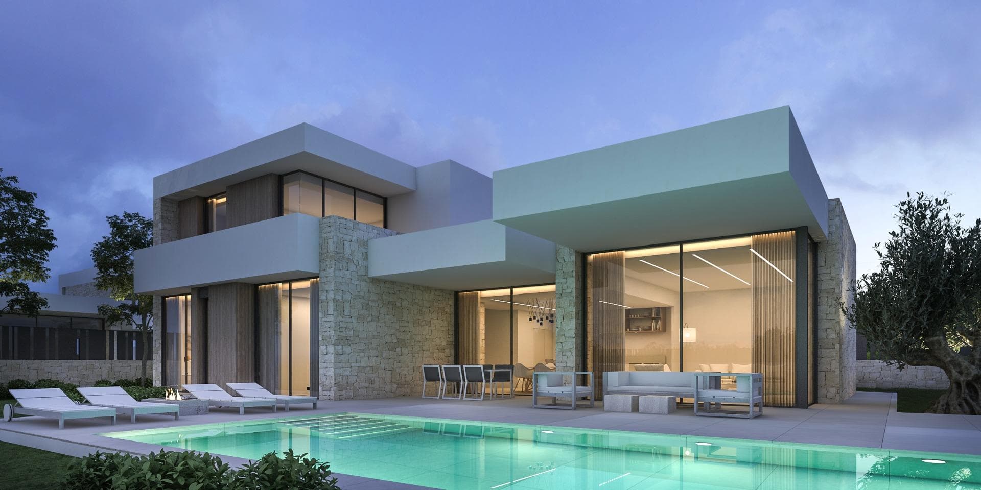 Exclusive Modern Villas in Dénia – Contemporary Luxury Near the Beach&#13;&#13;Elegant Villas with Private Pool and Mediterranean Charm&#13;Discover these exclusive modern villas in Dénia, designed to offer comfort, style, and functionality in a privileged location. With contemporary architecture, elegant natural stone details, and large windows, these homes are bathed in natural light, creating bright and inviting spaces. The private landscaped garden and swimming pool provide the perfect setting to enjoy the Mediterranean lifestyle all year round.&#13;&#13;Spacious Layout and High-Quality Design&#13;These villas are thoughtfully distributed over two levels:&#13;&#13;Ground Floor: Two spacious bedrooms with ensuite bathrooms, a guest toilet, a laundry room, and a storage area for added convenience.&#13;First Floor: A luxurious master bedroom with an ensuite bathroom and private terrace, offering open panoramic views.&#13;&#13;Prime Location – Walking Distance to the Beach and Town Center&#13;Set in a peaceful yet well-connected area, this villa is ideal as a permanent residence or an investment opportunity. The beach is just 900 meters away, allowing you to take a refreshing swim or enjoy a relaxing stroll along the shore within minutes. The town center is only 1 km away, where you’ll find shops, markets, restaurants, and essential services.&#13;&#13;Excellent Connectivity and Nearby Amenities&#13;Dénia is a vibrant coastal town on the Costa Blanca, known for its charming old town, beautiful marina, and excellent gastronomy. This villa enjoys exceptional connectivity to key points of interest:&#13;&#13;Dénia Town Center – 1 km (10-minute walk)&#13;Dénia Beach – 900 m (10-minute walk)&#13;Dénia Marina – 2 km (5-minute drive)&#13;La Sella Golf Resort – 8 km (12-minute drive)&#13;Alicante Airport – 104 km (1-hour drive)&#13;Valencia Airport – 110 km (1-hour 15-minute drive)&#13;The property is also well connected by public transport, with bus and tram stops nearby, as well as quick access to the AP-7 and N-332 highways.&#13;&#13;Your Perfect Home on the Costa Blanca&#13;This stunning new-build villa is currently under construction, offering you the opportunity to secure a modern, high-quality home in one of the most sought-after areas of Dénia.&#13;&#13;Don’t miss this opportunity! Contact us today for more information or to schedule a visit.&#13;&#13;