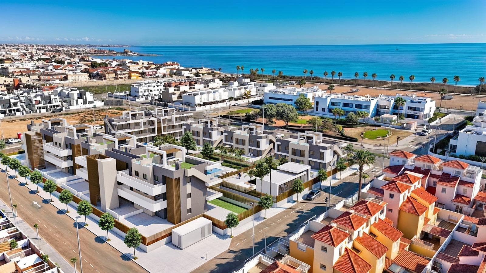Luxury Tourist Apartments Just 150m from Las Higuericas Beach – Torre de la Horadada&#13;&#13;Exclusive New Development with Rental License Included&#13;Welcome to a new residential complex in Torre de la Horadada, just 150 meters from the golden sands of Las Higuericas Beach. This modern project offers 48 fully furnished tourist apartments, all delivered with a short-term rental license, making it an ideal investment for holiday rentals or personal enjoyment.&#13;&#13;Choose from 42 units with 3 bedrooms and 2 bathrooms or 6 units with 2 bedrooms and 2 bathrooms, all thoughtfully designed to maximize comfort, style, and functionality.&#13;&#13;Layouts Designed for Coastal Living&#13;Each property is tailored to meet different lifestyle needs:&#13;&#13;Ground floor units feature spacious private gardens with views of the communal areas.&#13;First-floor apartments offer large terraces, some with partial sea views.&#13;Penthouses boast private solariums with sea views and outdoor kitchens, pergolas, jacuzzis, and artificial grass.&#13;&#13;All homes include a private underground parking space and storage room, with first-phase completion scheduled for summer 2026.&#13;&#13;Fully Equipped and Move-In Ready&#13;These homes come fully equipped for immediate occupancy, including:&#13;&#13;Complete Mediterranean-style furniture and décor&#13;Fully fitted kitchens with appliances&#13;Independent utility rooms&#13;Underfloor heating throughout&#13;Ducted air conditioning (hot/cold)&#13;Bed linens and household goods&#13;Windows feature electric shutters and Climasun thermal-acoustic glass, while energy-efficient aerothermal systems provide hot water.&#13;&#13;Resort-Style Communal Areas for Year-Round Enjoyment&#13;The development includes extensive communal amenities, such as:&#13;&#13;Outdoor swimming pool for adults and children&#13;Children’s playground&#13;Landscaped green areas&#13;Wellness area in the basement with heated indoor pool, massage jets, sauna, and a fully equipped gym&#13;Every detail has been designed to provide residents and guests with a relaxing and luxurious Mediterranean experience.&#13;&#13;Prime Location with Easy Access to Top Attractions&#13;This unbeatable location offers proximity to the best of the Costa Blanca and Costa Cálida:&#13;&#13;Las Higuericas Beach – 150 m&#13;Lo Romero Golf Course – 10 km&#13;Dos Mares Shopping Center – 11 km&#13;Port of San Pedro del Pinatar – 8 km&#13;Murcia Airport – 30 km&#13;Alicante Airport – 65 km&#13;&#13;Secure Your Coastal Investment Today&#13;If you are looking for a holiday home or a rental investment, this is your opportunity to own a premium property near the beach in one of the most sought-after areas. Contact us now to learn more or schedule your visit to Torre de la Horadada!&#13;