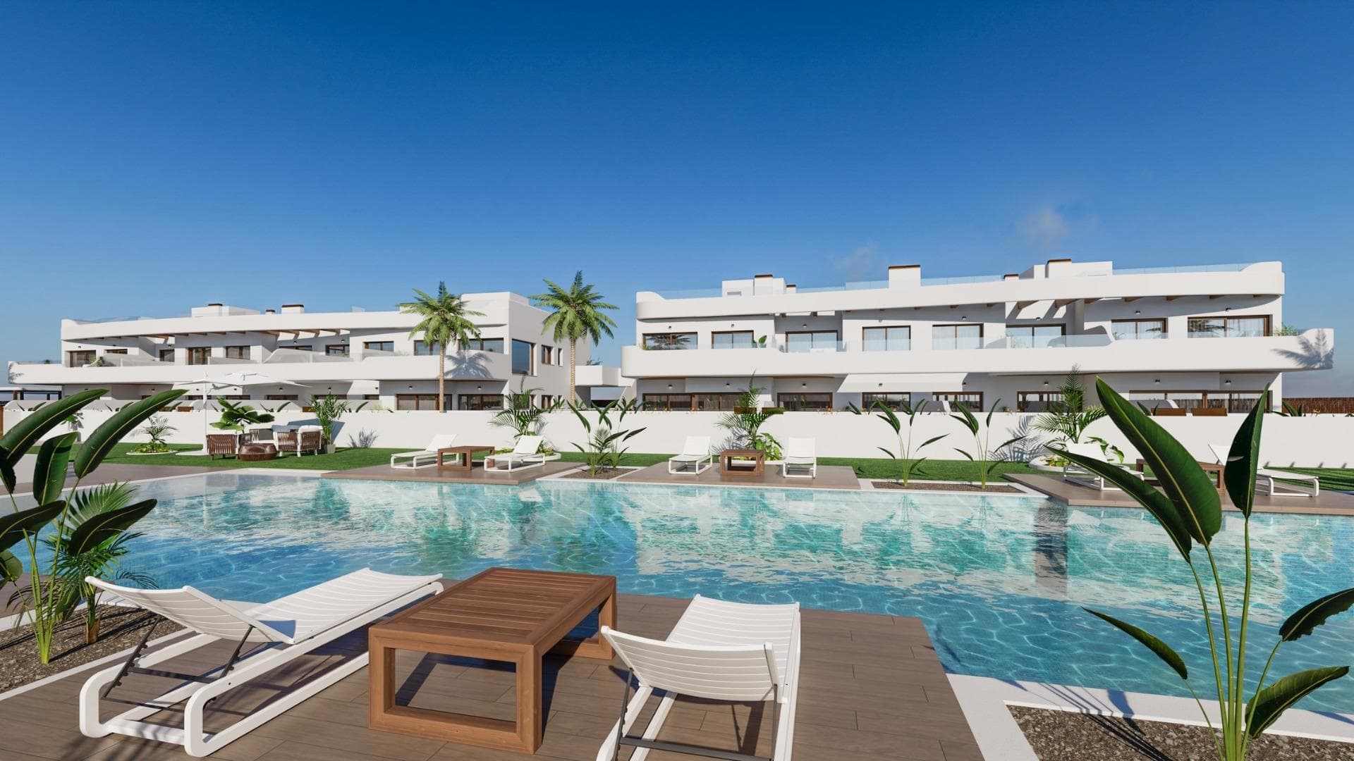 New Build Residential Complex in Los Alcázares Near Serena Golf and the Mar Menor&#13;&#13;Exclusive Modern Living in Costa Cálida&#13;Discover this exceptional new build residential complex located in Los Alcázares, one of the most sought-after coastal towns on the Costa Cálida. Just 800 meters from the beach and within walking distance to the town center, this development offers an unbeatable location with access to all daily amenities, restaurants, and shops.&#13;&#13;Set in a privileged enclave, the properties enjoy views over Serena Golf and the tranquil waters of the Mar Menor, Europe’s largest saltwater lagoon. This area is perfect for those seeking a peaceful lifestyle surrounded by nature and luxury.&#13;&#13;Elegant Apartments with Exceptional Features&#13;This new development consists of 30 modern homes with 2 or 3 bedrooms, designed to offer maximum comfort and style. You can choose from:&#13;&#13;Ground floor units with private gardens&#13;First floor apartments with spacious terraces&#13;Penthouses with private solariums offering panoramic views&#13;&#13;Each property includes:&#13;&#13;Private parking space&#13;Double-glazed windows with thermal break for energy efficiency&#13;Pre-installed ducted air conditioning&#13;Aerothermal hot water system&#13;Elevator access to all floors&#13;Communal swimming pool and landscaped gardens&#13;&#13;All homes have been designed with high-quality finishes and a modern architectural style that blends harmoniously with the natural surroundings.&#13;&#13;Prime Location Surrounded by Golf and the Sea&#13;The complex enjoys a close location to Serena Golf, one of the region’s most prestigious golf courses, and is just a short walk from the calm, warm waters of the Mar Menor—perfect for swimming, sailing, paddleboarding, and other water sports year-round.&#13;&#13;Key distances:&#13;&#13;Beach (Mar Menor) – 0.8 km&#13;Serena Golf – Adjacent to the development&#13;Town centre of Los Alcázares – 1 km&#13;Murcia Airport (Corvera) – 30 km (25 minutes by car)&#13;Alicante Airport – 90 km (55 minutes by car)&#13;Cartagena – 22 km&#13;Murcia City – 40 km&#13;&#13;Live the Coastal Golf Lifestyle&#13;This new residential complex in Los Alcázares is ideal for permanent living, a holiday home, or a smart investment opportunity on the Costa Cálida. With the beach, golf, and all amenities within easy reach, it offers everything you need for a relaxed Mediterranean lifestyle. Contact us today for more information or to schedule a visit!&#13;
