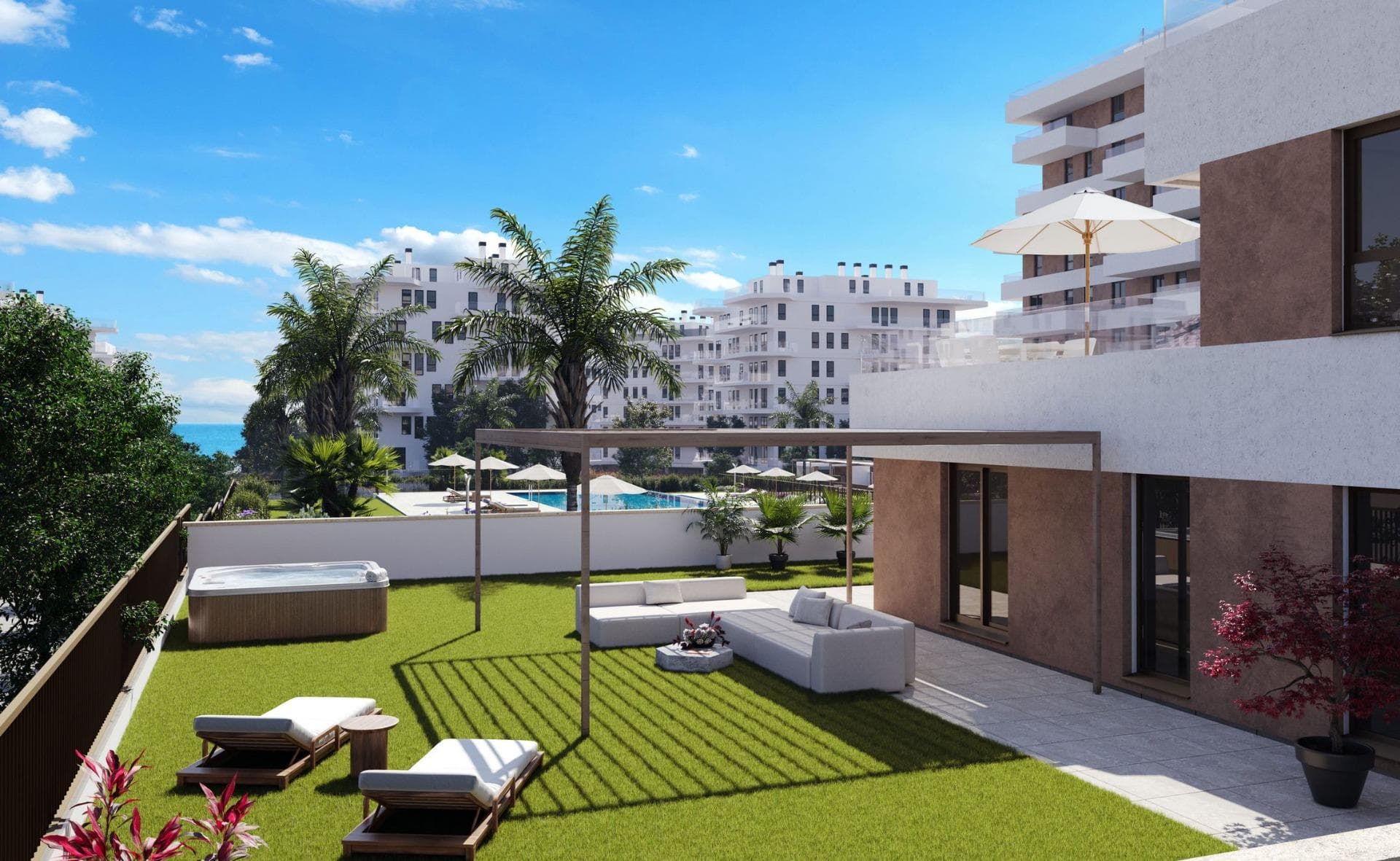 NEW BUILD RESIDENTIAL COMPLEX IN VILLAYOJOSA

New Build residential complex of apartments in Villayojosa located just 450 meters from the sea.

Modern Apartments with 2 and 3 bedrooms, open plan kitchen with living area, large terraces and a complete urbanisation that includes a social club, gym and swimming pool. 
Ground floor apartments have private garden.

Close to your new home you will find shopping centres, hospital and all kinds of services just a few minutes away.

Complex located just 2 km from the centre of Villajoyosa and 10 km from Benidorm. 
Your new home is located in an idyllic corner, Playa del Torres, a natural environment. A cove of crystal clear and calm waters, where the turquoise blue is the main protagonist.

All properties has private parking space.

Villajoyosa is a hidden pearl on the Spanish Costa Blanca. This colourful fishing village is located between Benidorm and El Campello, about 30 minutes by car from Alicante airport.

In recent years, the idyllic town has become a sought-after location for second-home residents and tourists. Villajoyosa has a lot to offer, from the wide sandy beach to the narrow and colourful streets of the historic town centre.

Today, more than thirty thousand people live in Villajoyosa and, above all, the colourful houses offer tons of inspiration for the many artists.

Villajoyosa is also known for its delicious Valor chocolate factory museum.
