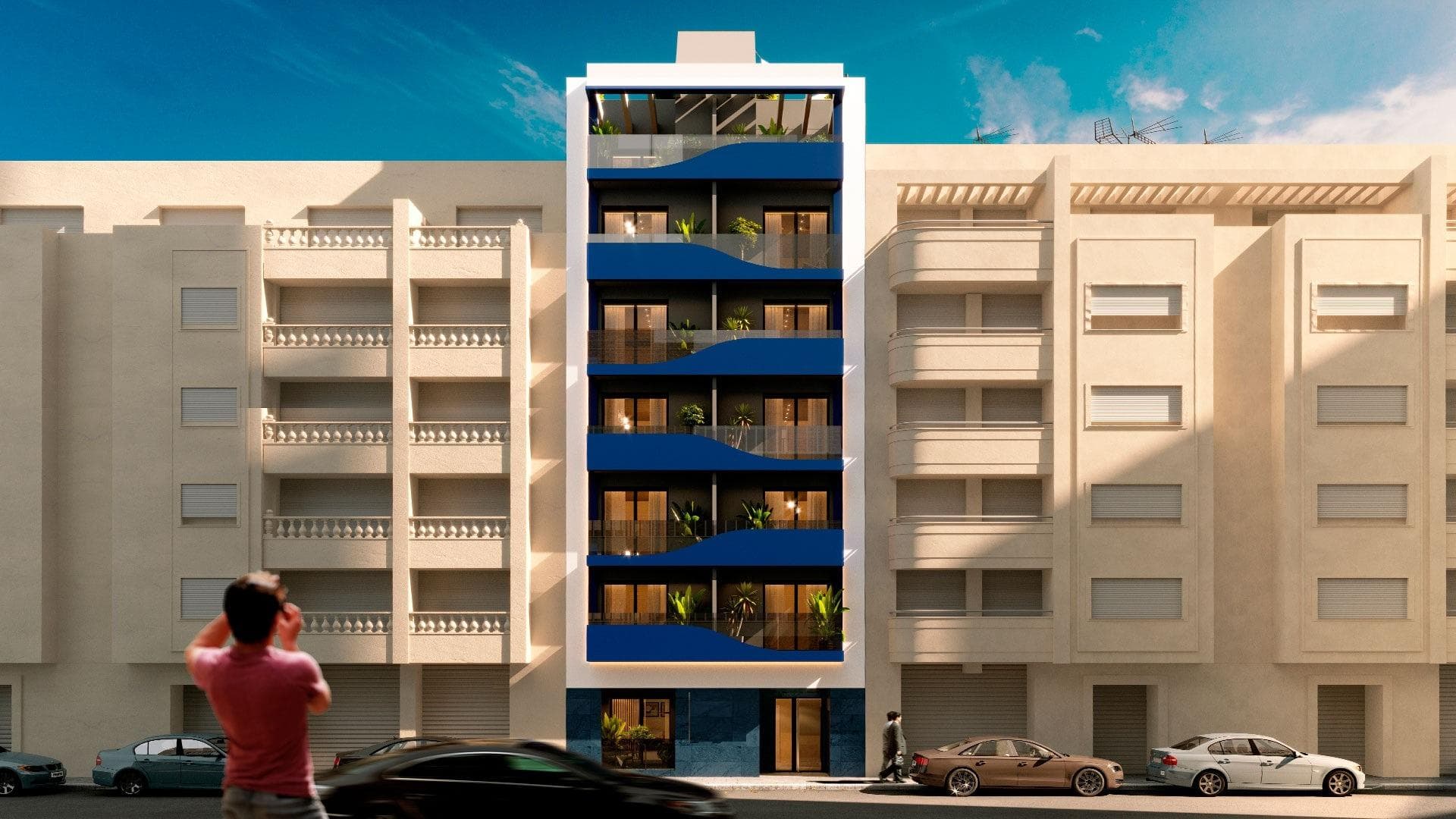 New Build Apartments 200 Metres from the Sea in Torrevieja&#13;&#13;Modern Homes in a Prime Location&#13;Discover this new development in the heart of Torrevieja, just 200 metres from Acequión Beach, one of the most popular beaches in the city. This residential building has 11 homes distributed in a quiet environment, ideal for those looking to live near the sea without giving up urban amenities. The location offers walking distance to the centre of Torrevieja, parks, restaurants, supermarkets and all the services you need for everyday life.&#13;&#13;Distances to key points:&#13;&#13;Acequión Beach: 0.2 km&#13;Torrevieja town centre: 0.7 km&#13;Marina Salinas marina: 1.5 km&#13;Torrevieja University Hospital: 5.5 km&#13;Villamartín golf course: 10 km&#13;Habaneras Shopping Centre: 3 km&#13;Alicante Airport: 45 km&#13;&#13;Different Types to Suit All Needs&#13;The building offers a selection of studios, 1 and 2 bedroom apartments, and penthouses with large private terraces. All homes have a storage room included on the ground floor and access to modern communal facilities that enhance the level of comfort and lifestyle.&#13;&#13;Communal Areas for Wellbeing and Enjoyment&#13;The roof terrace of the building has been designed as a premium communal area with:&#13;Swimming pool&#13;Solarium&#13;Sauna&#13;Barbecue area&#13;Perfect for enjoying the Mediterranean climate of Torrevieja all year round.&#13;&#13;High-end finishes in every home&#13;The homes have been built with top-quality materials and contemporary design:&#13;&#13;PVC exterior carpentry with Guardian Sun double glazing&#13;Motorised blinds with thermal insulation&#13;Security entrance door with lock&#13;Kitchen equipped with wall and base units and integrated appliances: ceramic hob, oven, microwave, extractor fan and dishwasher&#13;Hot water produced by aerothermal system&#13;Fully installed air conditioning&#13;LED lighting&#13;Lift in the building&#13;&#13;Live a stone's throw from the sea and the town centre&#13;Torrevieja is one of the most dynamic and growing coastal towns on the Costa Blanca, famous for its climate, beaches, salt flats and cultural life. This development is ideal as a permanent residence, investment or second home for holidays.&#13;&#13;Contact us today for more information or to arrange a viewing and secure your home by the sea in Torrevieja.&#13;