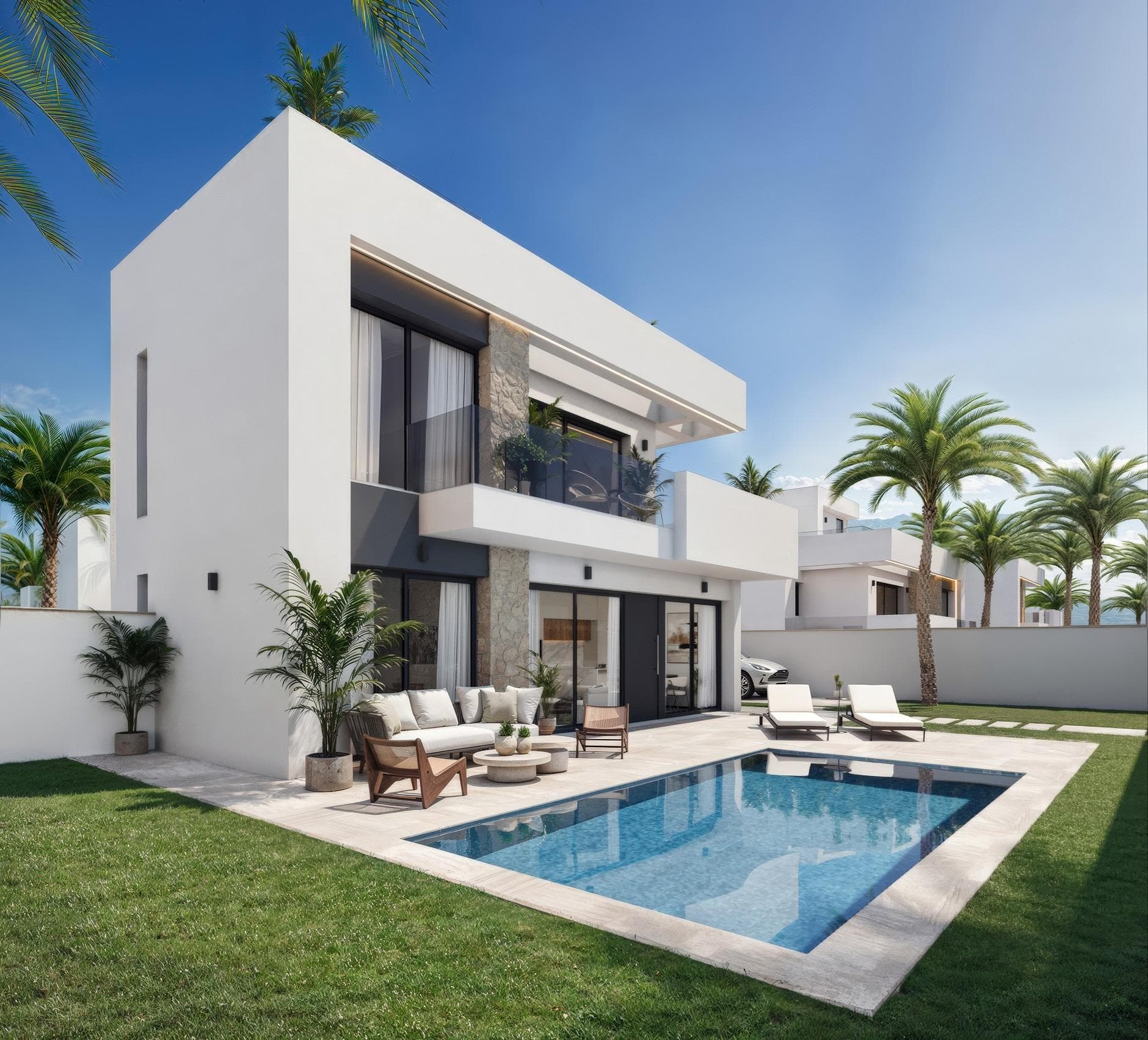 New Build Luxury Villas in Santa Rosalía Lake and Life Resort&#13;&#13;Exclusive Villas in a Premier Private Resort in Murcia&#13;Discover an exceptional lifestyle opportunity in the Santa Rosalía Lake and Life Resort, one of the most innovative and in-demand residential developments in the Region of Murcia. This new build project comprises 29 modern villas, each offering luxury, privacy and direct access to all the services and leisure options this unique resort has to offer.&#13;&#13;Spacious Layout and Customizable Basement&#13;Each villa features 3 bedrooms and 4 bathrooms, spread across two floors plus the underground and a rooftop solarium. A highlight is the expansive underground floor with natural light and ventilation via an English patio, offering the possibility to create additional bedrooms, a home cinema, gym or games room tailored to your lifestyle.&#13;&#13;Private Pool with Island Jacuzzi&#13;The villas include a private swimming pool of 18 m², enhanced by an island area and integrated jacuzzi—ideal for relaxation and entertaining.&#13;&#13;High-End Features and Sustainable Design&#13;These homes are built to high specifications, ensuring both comfort and efficiency:&#13;&#13;PVC exterior carpentry with motorised blinds at large windows and hermetic sliding doors&#13;Armoured front door and motorised garden access gate&#13;Bathrooms with LED mirrors and safety glass shower screens&#13;Kitchen equipped with BOSCH appliances&#13;Solarium with pre-installation for summer kitchen and two photovoltaic solar panels&#13;Ambient LED lighting in garden, terrace and solarium areas&#13;&#13;Resort Lifestyle with Caribbean Vibes&#13;Santa Rosalía Lake and Life Resort is a private gated community with 24-hour security, built around a spectacular 126,000 m² green area and a central 17,000 m² crystal-clear artificial lagoon. Residents enjoy:&#13;&#13;White sandy beaches and palm trees&#13;Two islands, one with a bar, and beach chiringuitos&#13;Walking and cycling trails&#13;Sports facilities including tennis, paddle and mini-golf&#13;Gardens, dog parks and a social clubhouse&#13;&#13;Prime Location Close to Beach and Amenities&#13;Strategically located, the resort is just:&#13;&#13;4 km from the beaches of Los Alcázares&#13;10 km from La Serena Golf and Roda Golf&#13;15 km from the city of Cartagena&#13;22 km from Murcia International Airport&#13;2.5 km from local supermarkets and services&#13;&#13;Your Mediterranean Oasis Awaits&#13;Whether you're looking for a second home, permanent residence, or investment, these villas offer unmatched quality, a vibrant lifestyle and a privileged location.&#13;&#13;Contact us today to schedule a visit and secure your dream villa at Santa Rosalía Lake and Life Resort.&#13;