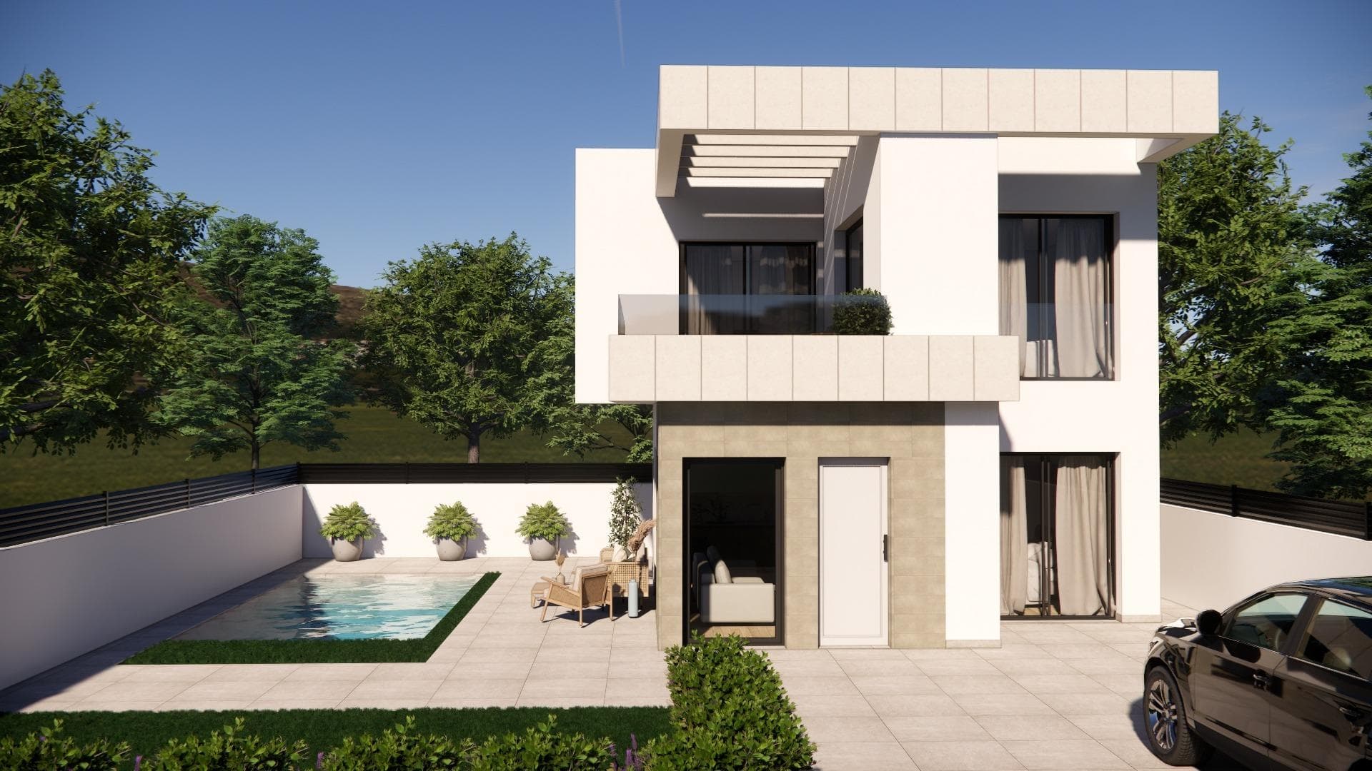 Elegant New Build Villas in Los Montesinos – Modern Comfort in a Serene Setting&#13;&#13;Spacious New Villas in the Heart of Los Montesinos, La Herrada&#13;&#13;Located in the tranquil neighborhood of La Herrada, Los Montesinos, these new build villas offer a perfect blend of modern living and peaceful surroundings. Each villa in this beautiful development has been thoughtfully designed to maximize comfort and functionality, featuring three bedrooms and two bathrooms, ideal for families or couples. The open-plan kitchen connects seamlessly with a spacious lounge, providing a cozy and inviting space for gatherings. Additionally, fitted wardrobes and electric blinds enhance convenience and style.&#13;&#13;These villas are situated within easy walking distance of Los Montesinos village, offering quick access to essential services like restaurants, pharmacies, and shops, making everyday life easy and enjoyable.&#13;&#13;Modern Features and Amenities&#13;&#13;Each villa includes:&#13;&#13;Optional private pool&#13;Optional Solarium: For an additional cost, enhance your property with a solarium, ideal for sunbathing or stargazing.&#13;Private Garden and Off-Road Parking: Each villa boasts a private garden and off-road parking, adding security and personal outdoor space.&#13;Quality Finishes: From electric blinds to guardian sun glass windows, the villas include premium fixtures. The bathrooms also feature underfloor heating for added comfort in cooler months.&#13;White Goods Included: The villas come with essential kitchen appliances included, adding convenience and value.&#13;&#13;Prime Location Near Top Points of Interest&#13;&#13;Los Montesinos is a charming and peaceful area located between the famous salt lakes of Torrevieja and La Mata. This natural setting offers a unique and healthy environment, perfect for those seeking a balanced lifestyle.&#13;&#13;Beaches of Guardamar and Torrevieja: Just an 8 km drive from stunning beaches, where residents can enjoy sunny days and sea views.&#13;Golf Courses: Surrounded by prestigious golf courses within a 5 km radius, these villas are a golfer’s paradise.&#13;Alicante Airport: Conveniently located 29 km away, Alicante Airport provides quick connections to major cities, making travel easy and accessible.&#13;Nature Reserves and Outdoor Activities: The nearby nature reserves and lakes provide numerous recreational activities, including bird-watching, cycling, walking trails, and horse riding.&#13;&#13;A Perfect Choice for Tranquility and Convenience&#13;&#13;These new build villas in Los Montesinos offer an exceptional opportunity to enjoy modern amenities and a relaxed lifestyle close to nature. Whether as a primary residence or a holiday home, this property is an ideal choice for those who value tranquility, convenience, and accessibility.&#13;