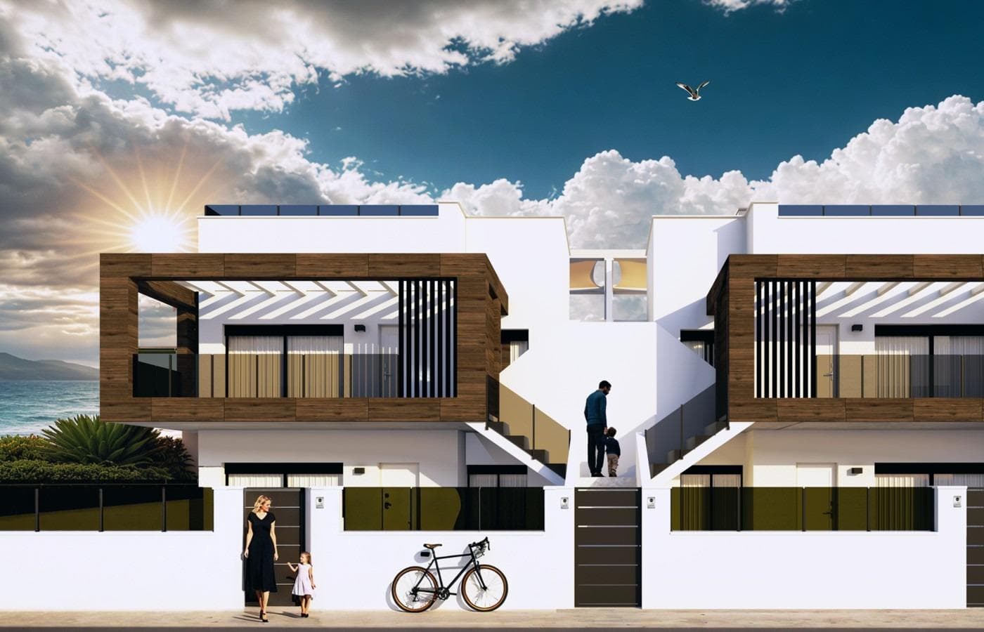 New Build Bungalows in San Pedro del Pinatar – Luxury and Nature by the Sea

Prime Location Near Beaches and Nature Reserve
Discover an exclusive residential complex of new build bungalows located in one of the most privileged areas of San Pedro del Pinatar, Murcia. Just 1.8 km from the beaches of the Mediterranean Sea and only 500 metres from the protected Salinas y Arenales Regional Park, this development offers a unique lifestyle surrounded by nature, tranquillity and all essential services.

The complex sits in a peaceful residential neighborhood facing a large park, with easy walking access to supermarkets, shops, cafés, the town centre, and the local bus station, providing excellent connections to nearby towns such as Torrevieja and Cartagena.

Modern Mediterranean Living – Bungalows with Garden or Solarium
This boutique development offers 2 and 3 bedroom bungalows with two distinct layouts:

Ground floor homes with private gardens
Top floor homes with spacious private solariums

Each property is designed to maximize comfort, natural light, and open spaces, ideal for both permanent living and holiday retreats. All homes include a private parking space and storage room, and enjoy access to a large communal swimming pool and a fully equipped gym.

As an optional upgrade, residents may add a private swimming pool, further enhancing the exclusivity and enjoyment of outdoor living.

High-Quality Features and Customization Options
These new build bungalows are built to the highest standards, offering:

Aluminium windows with thermal break and electric shutters for comfort and energy efficiency
Underfloor heating in bathrooms for year-round warmth
Pre-installation of ducted air conditioning throughout the home
Modern kitchens with high-end finishes and options to personalise colours and materials
Spacious, light-filled interiors with functional layouts and optimal orientation

A Town That Offers More
San Pedro del Pinatar is a coastal gem on the Costa Cálida, nestled between the Mar Menor and the Mediterranean Sea. It is known for its unique salt flats, sandy beaches, and traditional fishing heritage. The area also features:

Therapeutic mud baths on the shoreline of the Mar Menor
Family-friendly beaches with calm, shallow waters
Natural walking trails for birdwatching and outdoor activities
Vibrant local markets, cultural events, and excellent restaurants
Proximity to airports: Murcia International Airport at 35 km and Alicante Airport at 75 km
Golf courses within 10 to 15 km, including Lo Romero Golf and Roda Golf Resort
Shopping centres like Dos Mares just 3 km away

Secure Your Mediterranean Dream Today
These new build bungalows offer the perfect blend of modern design, exceptional location, and quality finishes. Whether you are looking for a permanent home, holiday property or investment opportunity, this is your chance to enjoy the Mediterranean lifestyle in San Pedro del Pinatar. Contact us now to request more information or arrange a viewing.