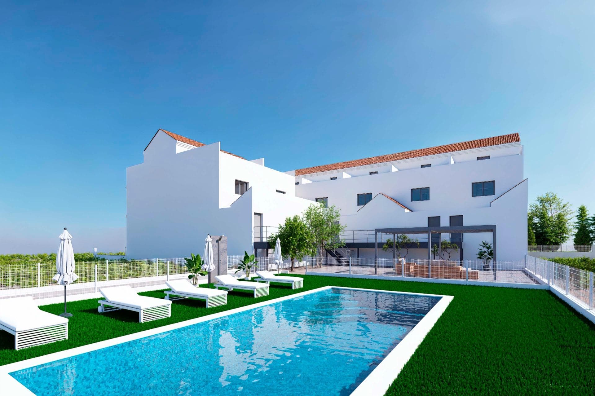 Modern Townhouses with Solarium and Basement in Rafal, Alicante&#13;&#13;Spacious Homes in a Peaceful, Well-Connected Setting&#13;Located in the charming town of Rafal, in the heart of the Vega Baja region of Alicante, this newly regenerated residential development offers a unique opportunity to enjoy space, comfort, and quality of life in a relaxed Mediterranean environment. Set in a quiet area next to the municipal sports complex, this community is just a short walk from the town centre, where you will find all essential daily services.&#13;&#13;Exclusive Community of Just 9 Townhouses&#13;This boutique development consists of only 9 spacious townhouses, each with over 200 m² of built area including a 66 m² basement with private parking for 2 vehicles. The homes are distributed across three floors, featuring:&#13;&#13;4 bedrooms&#13;2 full bathrooms (one en-suite)&#13;1 guest toilet on the ground floor&#13;Multiple terraces, including a private solarium on the second floor&#13;Communal pool with artificial grass area&#13;&#13;Enjoy open countryside views from the upper floors, and benefit from abundant natural light and generous interior spaces designed for modern family living.&#13;&#13;High-Quality Finishes and Energy Efficiency&#13;These homes are built with quality and sustainability in mind:&#13;Security entrance door&#13;Aluminium windows with thermal break and double glazing&#13;Motorised shutters in bedrooms and living room&#13;Resin shower trays with glass screens&#13;Pre-installed ducted air conditioning&#13;Hot water via aerothermal system&#13;Private off-street parking&#13;Come and visit the Show House to appreciate the wonderful finishings!&#13;&#13;With excellent access to the A-7 motorway, the development is well connected to major cities:&#13;Orihuela – 11 km&#13;Elche – 25 km&#13;Alicante – 45 km&#13;Murcia – 50 km&#13;Alicante-Elche Airport – 47 km&#13;Guardamar del Segura beaches – 25 km&#13;La Finca Golf Resort – 14 km&#13;&#13;A Sustainable Urban Renewal Project&#13;This project is the result of an ambitious urban regeneration initiative. Originally left incomplete due to the financial crisis, the buildings have now been transformed into modern, affordable, and sustainable homes, preserving their essence while adapting them to today’s standards. This development promotes responsible urban growth by reusing existing land instead of consuming new terrain.&#13;&#13;Your Ideal Home in the Vega Baja Region&#13;If you're seeking a spacious, light-filled, and modern home in a peaceful yet well-connected town, this limited collection of just 9 homes offers comfort, exclusivity, and sustainable living.&#13;&#13;Get in touch today to reserve your place in this one-of-a-kind development in the heart of southern Alicante.&#13;