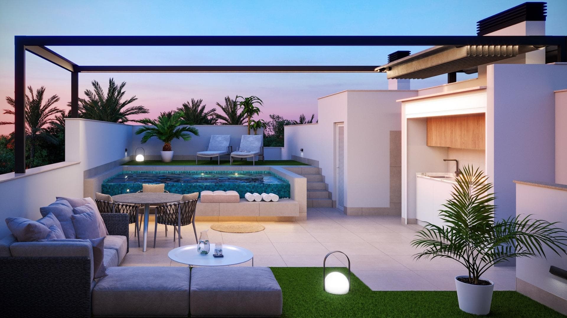 Boutique Development of New Build Homes with Private Pools in Pilar de la Horadada&#13;&#13;Exclusive Residential in a Prime Costa Blanca Location&#13;Discover this boutique new-build development of just 10 exclusive homes in Pilar de la Horadada, a charming coastal town in the south of the Costa Blanca. Located on the outskirts of town, this modern project offers open views towards green park areas while being only 2 km from the Mediterranean beaches of Torre de la Horadada. Enjoy the convenience of having all essential services within walking distance, including supermarkets, restaurants, banks, schools and health services.&#13;&#13;Choice of Layouts with Private Outdoor Spaces&#13;This new development offers a variety of 2- and 3-bedroom layouts to suit different needs and lifestyles:&#13;&#13;Ground floor houses feature a private garden, pool with beach-style area and fully landscaped exteriors with automatic irrigation.&#13;Top floor houses boast a private solarium with summer kitchen, pergola, outdoor toilet and private pool with built-in jacuzzi, plus a dedicated bicycle storage room at ground floor.&#13;Semi-detached villas offer generous indoor and outdoor space with a private garden and pool, ideal for family living or long stays.&#13;&#13;All homes include a private parking space.&#13;&#13;Premium Features and High-Quality Finishes&#13;Designed with comfort, efficiency and style in mind, all homes come equipped with:&#13;&#13;Ducted air conditioning fully installed&#13;Electric shutters and reinforced front doors&#13;LED lighting package for indoor and outdoor areas&#13;Fitted kitchens with BOSCH or SIEMENS appliances&#13;Stylish bathrooms with underfloor heating, mirrors, vanity units and shower screens&#13;Modern design that maximizes natural light and functionality&#13;&#13;These thoughtfully designed homes deliver a seamless blend of indoor comfort and outdoor living, perfect for enjoying the warm Mediterranean climate all year round.&#13;&#13;Key distances:&#13;Beaches: 2 km&#13;Lo Romero Golf Course: 6 km&#13;Dos Mares Shopping Centre (San Javier): 10 km&#13;Zenia Boulevard Shopping Centre (Orihuela Costa): 12 km&#13;Murcia International Airport: 40 km&#13;Alicante Airport: 70 km&#13;&#13;Ideal for Living or Investment&#13;With limited availability and a privileged location, this new development in Pilar de la Horadada represents a fantastic opportunity for both permanent living and investment. Whether you’re seeking a holiday home, a retirement retreat or a rental property, these modern homes offer everything you need.&#13;&#13;Contact us today to secure your new home on the Costa Blanca.&#13;