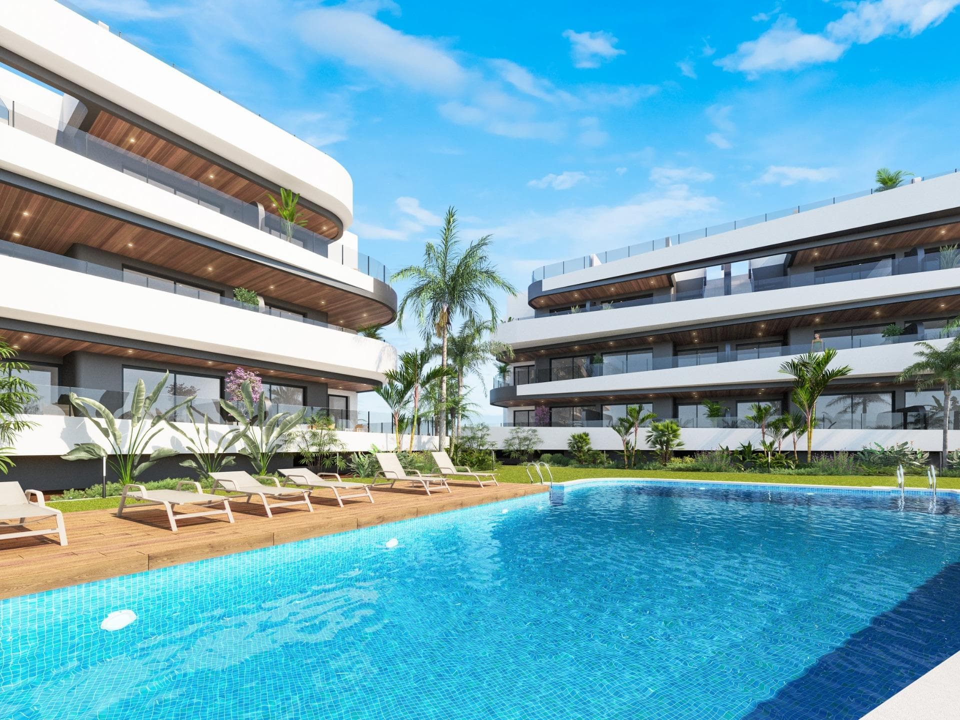 New Build Residential on the Frontline of La Serena Golf in Los Alcázares&#13;&#13;Modern Golf-Front Apartments and Villas in Costa Cálida&#13;Located in Los Alcázares, a charming coastal town in the Region of Murcia, this new build residential offers a premium lifestyle in direct contact with nature and the golf course. The development is situated in La Serena Golf, an 18-hole course known for its flat terrain, scenic lakes, and technical challenges brought by the prevailing Levante wind.&#13;&#13;This exclusive residential complex features 30 modern apartments and 10 single-storey villas, all designed for maximum comfort and style, with panoramic views of the golf course and the surrounding landscapes. Just 1.7 km from the beach and the town centre, the development offers a peaceful and well-connected setting.&#13;&#13;Distances to key points of interest:&#13;Murcia International Airport: 35 km&#13;Alicante Airport: 95 km&#13;Dos Mares Shopping Centre: 15 km&#13;Puerto Deportivo Los Alcázares: 2 km&#13;Roda Golf: 4 km&#13;Cartagena city centre: 25 km&#13;&#13;Elegant Apartments with Spacious Terraces or Penthouses with Private Solariums&#13;The apartment blocks offer homes with 2 or 3 bedrooms, available on ground and middle floors with large terraces or as penthouses with private solariums. Each apartment includes access to a communal Mediterranean-style garden and a large swimming pool, perfect for relaxation and socializing under the sun. Parking spaces in an underground garage and elevators in each block add to the convenience.&#13;&#13;Exclusive One-Level Villas with Private Pools&#13;The 10 detached villas feature 3 bedrooms, 2 bathrooms and one toilet, all on one level, designed for seamless indoor-outdoor living. Each villa includes a private swimming pool, a garden, a storage room, and private parking. Their location right on the first line of the golf course offers unobstructed views.&#13;&#13;High-Quality Finishes and Energy-Efficient Design&#13;All homes include:&#13;&#13;Aluminium exterior carpentry with thermal break and motorized shutters&#13;LED lighting and black design switches throughout&#13;Fitted bathrooms with resin shower trays and glass screens&#13;Pre-installed ducted air conditioning&#13;Elevators in apartment blocks&#13;Storage rooms in villas&#13;Modern kitchen and open-plan living areas&#13;&#13;Live by the Sea and the Green&#13;This development is ideal for golf lovers, beach enthusiasts, and anyone looking for a serene lifestyle on the Costa Cálida. With modern architecture, excellent amenities, and unbeatable surroundings, these homes are perfect for both permanent living and investment.&#13;&#13;Contact us today to schedule your visit and discover your future home in Los Alcázares.&#13;