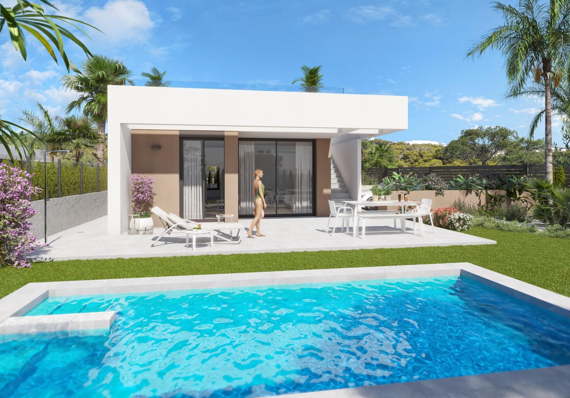 Newly built villas in Vera Playa, Almería: modern homes near the sea&#13;&#13;Contemporary living in Pueblo Salinas, just 2 km from the beach&#13;We present an impressive new residential development located in the sought-after area of Vera Playa, within the exclusive Pueblo Salinas urbanisation. This modern complex offers a privileged lifestyle just 2 km from the beaches of Vera (Almería), with spectacular sea views and a peaceful Mediterranean setting ideal for year-round living or enjoying holidays.&#13;&#13;Elegant homes with modern comfort and style&#13;This new phase consists of 17 high-quality villas with a choice of 3 or 4 bedrooms and 2 or 3 full bathrooms on one floor for added convenience.&#13;&#13;With a private swimming pool with heat pump and parking area on the plot with pre-installation for electric vehicle charging points, offering maximum comfort in an unbeatable location, ideal for enjoying the sun, the beach and the Mediterranean quality of life all year round.&#13;&#13;&#13;Some of these homes have a basement (providing additional space to suit your needs and lifestyle) and/or a private rooftop solarium with a summer kitchen and pergola area with solar panels.&#13;&#13;The villas have elegant and functional interiors, fully equipped kitchens with all appliances, and pre-installation for ducted air conditioning.&#13;&#13;All properties feature:&#13;&#13;Fully equipped open-plan kitchens with integrated fridge, dishwasher, induction hob, oven, microwave and extractor hood&#13;Bright and airy spaces with LED lighting throughout the property (except in the bedrooms)&#13;Motorised blinds in the bedrooms&#13;Bathrooms with modern finishes, including towel heaters, glass-enclosed shower trays and built-in furniture&#13;Pre-installation of ducted air conditioning&#13;Aerothermal system for efficient hot water production&#13;Security entrance door&#13;&#13;Prime location with excellent connections&#13;Vera Playa is a popular coastal destination known for its wide sandy beaches and relaxed lifestyle. The location of the development offers easy access to essential amenities and attractions:&#13;&#13;Beach: 2 km&#13;Desert Springs Golf Resort: 8 km&#13;Vera town centre: 5 km&#13;Garrucha marina and restaurants: 6 km&#13;Mojácar Retail Park: 10 km&#13;Almería Airport: 85 km (1 hour by car)&#13;&#13;Make Vera Playa your new home&#13;Whether you are looking for a permanent residence, a holiday retreat or a smart investment, these newly built villas offer unbeatable value in one of the most sought-after areas of the Costa de Almería. Contact us today for more information and to schedule your visit.&#13;