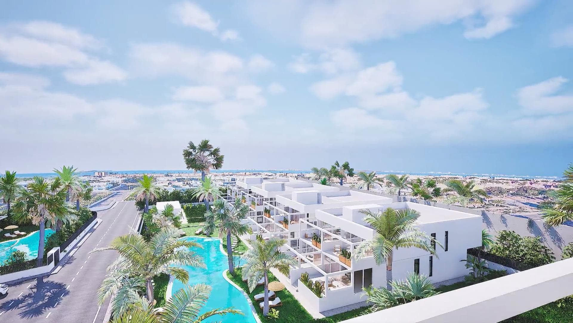 NEW BUILD RESIDENTIAL COMPLEX IN MAR DE CRISTAL&#13;&#13; New Build modern residential complex of apartments and penthouses located very close to the promenade and the long lovely sandy beaches of Mar de Cristal.&#13;&#13; You can choose from ground floor apartments with a private garden, mid-floor apartments with a terrace, and penthouses with private solarium. Properties has 2 or 3 bedrooms and 2 bathrooms.&#13;&#13; The apartments have a modern design, presenting an open plan living area, combining the kitchen, dining area and lounge, into a large space with access to the terrace. &#13;&#13; The master bedroom has a private bathroom.&#13;&#13; Built with top quality finishes, fitted wardrobes, pre-installation of ducted A/C, a storage room, and a underground parking space.&#13;&#13; All the daily necessities, like supermarkets, bars and restaurants, are available all year ‘round and are located close to the complex.&#13;&#13; Mar de Cristal has beautiful sandy beaches, a tennis centre, marina, supermarkets, bars and restaurants. &#13;&#13; The Calblanque national park where you will find unspoilt long white sandy beaches, as well as the famous La Manga Club and the bustling town of Los Belones are all within a 5 min drive from the village. &#13;&#13; Murcia airport is 25 mins and Alicante 1 hour drive. &#13;&#13; You can also visit the historic cities of Cartagena and Murcia.&#13;