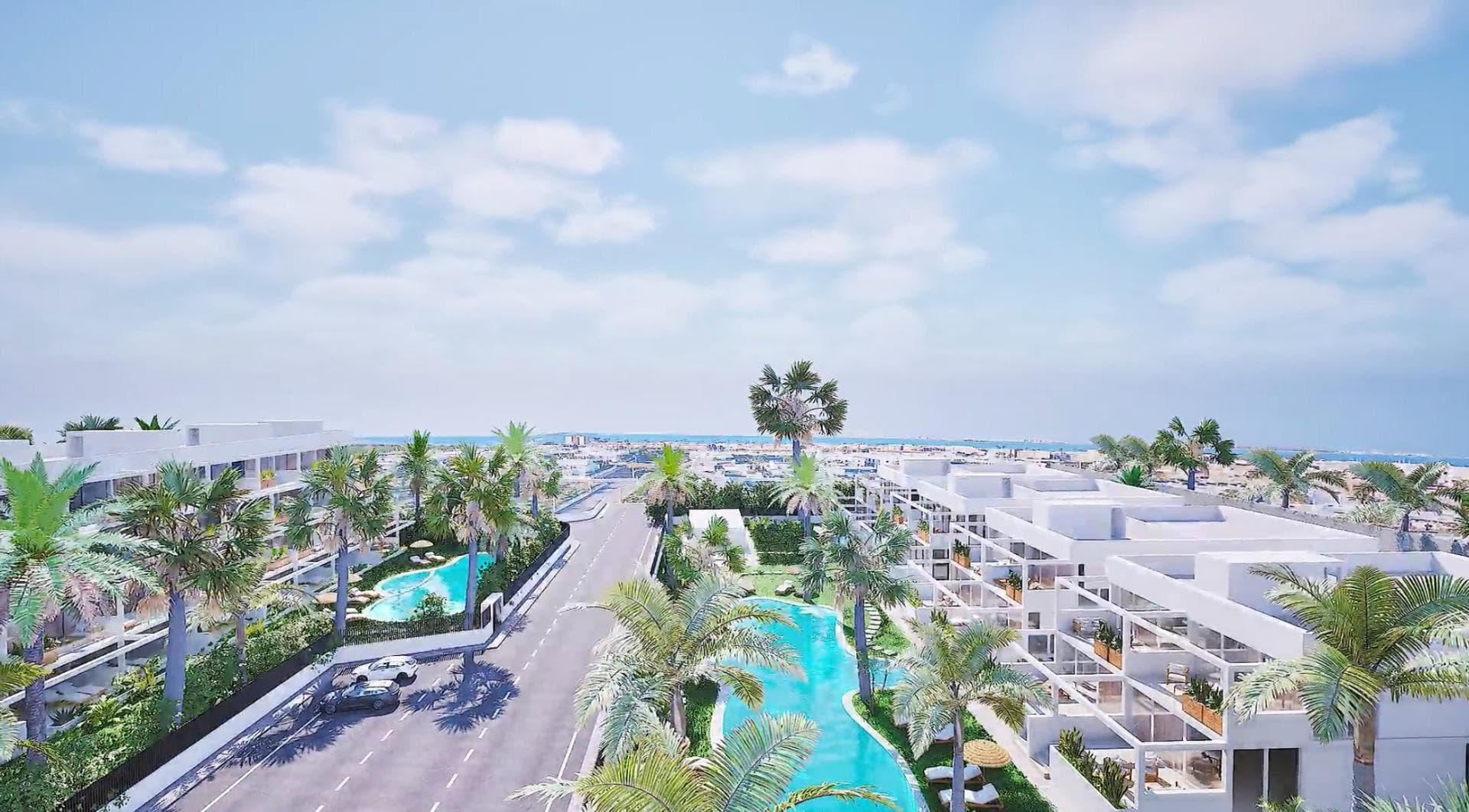 NEW BUILD RESIDENTIAL COMPLEX IN MAR DE CRISTAL&#13;&#13; New Build modern residential complex of apartments and penthouses located very close to the promenade and the long lovely sandy beaches of Mar de Cristal.&#13;&#13; You can choose from ground floor apartments with a private garden, mid-floor apartments with a terrace, and penthouses with private solarium. Properties has 2 or 3 bedrooms and 2 bathrooms.&#13;&#13; The apartments have a modern design, presenting an open plan living area, combining the kitchen, dining area and lounge, into a large space with access to the terrace. &#13;&#13; The master bedroom has a private bathroom.&#13;&#13; Built with top quality finishes, fitted wardrobes, pre-installation of ducted A/C, a storage room, and a underground parking space.&#13;&#13; All the daily necessities, like supermarkets, bars and restaurants, are available all year ‘round and are located close to the complex.&#13;&#13; Mar de Cristal has beautiful sandy beaches, a tennis centre, marina, supermarkets, bars and restaurants. &#13;&#13; The Calblanque national park where you will find unspoilt long white sandy beaches, as well as the famous La Manga Club and the bustling town of Los Belones are all within a 5 min drive from the village. &#13;&#13; Murcia airport is 25 mins and Alicante 1 hour drive. &#13;&#13; You can also visit the historic cities of Cartagena and Murcia.&#13;