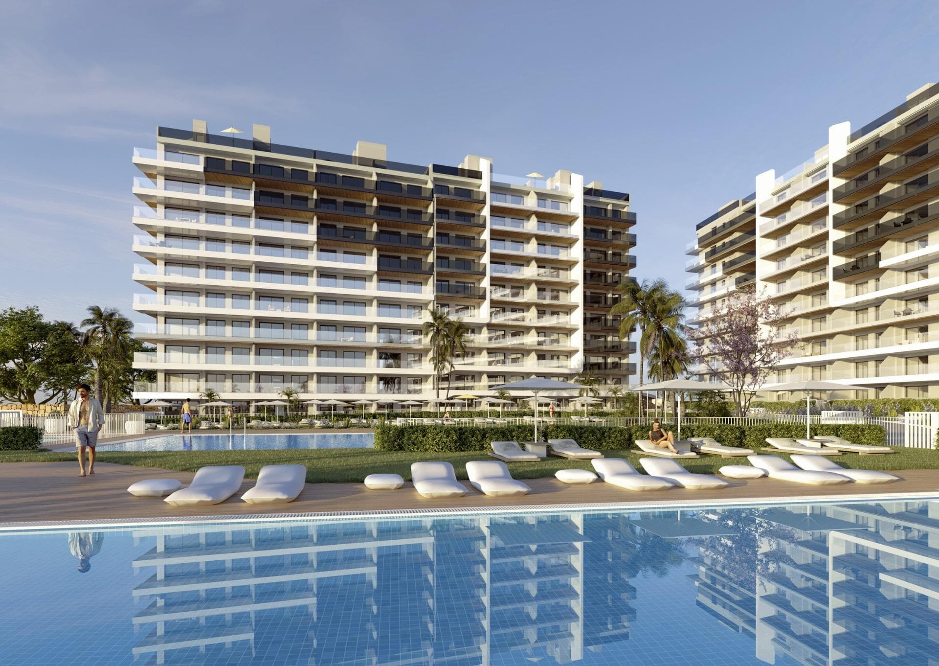 New Build Apartments in Punta Prima Just 250 Metres from the Sea&#13;&#13;Exclusive residential complex with premium communal areas on the Costa Blanca&#13;We present a modern new-build residential complex comprising 250 apartments in Punta Prima, one of the most sought-after areas of Torrevieja. Located just 250 metres from the sea, this project offers a unique opportunity to live close to the beach with all the amenities of a private resort.&#13;&#13;2 and 3-bedroom homes with large terraces&#13;The apartments are available in 2 or 3 bedroom configurations with 2 bathrooms, all with an open-plan kitchen integrated into the living room, maximising the feeling of space and natural light. The ground floor properties have private gardens, the middle floors offer large terraces, and the penthouses have solariums to enjoy the sun all year round.&#13;&#13;Each unit includes a parking space and storage room, ensuring convenience and additional storage space.&#13;&#13;Communal areas for the whole family&#13;The residential complex has been designed to offer an exceptional quality of life. Its communal areas include three swimming pools (one of which is heated), a gym with a jacuzzi, a paddle tennis court, a petanque court and landscaped gardens. The little ones have their own children's pool and a play area designed for their safe entertainment.&#13;&#13;High-quality finishes and energy efficiency&#13;PVC exterior carpentry with thermal break&#13;Double glazing and motorised blinds in bedrooms&#13;Fitted kitchen with appliances included&#13;Bathrooms equipped with shower screen, cabinet, mirror and underfloor heating&#13;Air conditioning system using aerothermal heat pump&#13;Security entrance door&#13;Bicycle parking&#13;&#13;Strategic location with nearby amenities&#13;Punta Prima is located just 5 km from the centre of Torrevieja and has excellent health, educational and transport infrastructure. Alicante International Airport is only 45 km away.&#13;Punta Prima beach: 250 m&#13;Villamartín Golf Course: 7 km&#13;La Zenia Boulevard Shopping Centre: 4 km&#13;Torrevieja University Hospital: 3 km&#13;Torrevieja Marina: 6 km&#13;&#13;An ideal investment for a home or holiday&#13;Enjoy a Mediterranean setting with year-round amenities, quality beaches and excellent transport links. Don't miss the opportunity to purchase your new home in one of the most sought-after locations on the Costa Blanca. Contact us today for more information or to arrange a viewing.&#13;
