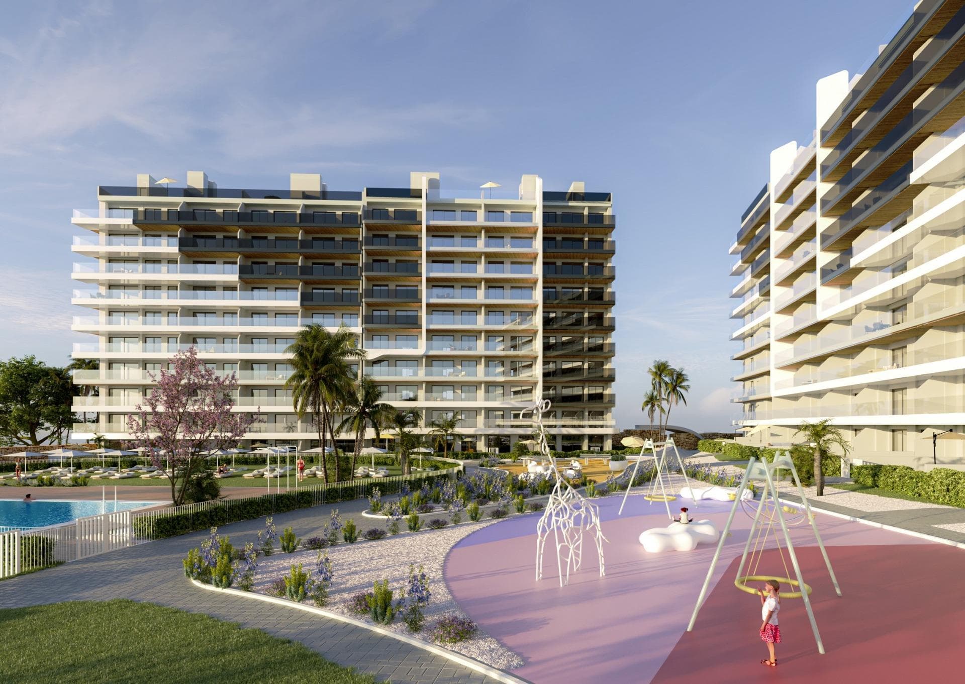New Build Apartments in Punta Prima Just 250 Metres from the Sea&#13;&#13;Exclusive residential complex with premium communal areas on the Costa Blanca&#13;We present a modern new-build residential complex comprising 250 apartments in Punta Prima, one of the most sought-after areas of Torrevieja. Located just 250 metres from the sea, this project offers a unique opportunity to live close to the beach with all the amenities of a private resort.&#13;&#13;2 and 3-bedroom homes with large terraces&#13;The apartments are available in 2 or 3 bedroom configurations with 2 bathrooms, all with an open-plan kitchen integrated into the living room, maximising the feeling of space and natural light. The ground floor properties have private gardens, the middle floors offer large terraces, and the penthouses have solariums to enjoy the sun all year round.&#13;&#13;Each unit includes a parking space and storage room, ensuring convenience and additional storage space.&#13;&#13;Communal areas for the whole family&#13;The residential complex has been designed to offer an exceptional quality of life. Its communal areas include three swimming pools (one of which is heated), a gym with a jacuzzi, a paddle tennis court, a petanque court and landscaped gardens. The little ones have their own children's pool and a play area designed for their safe entertainment.&#13;&#13;High-quality finishes and energy efficiency&#13;PVC exterior carpentry with thermal break&#13;Double glazing and motorised blinds in bedrooms&#13;Fitted kitchen with appliances included&#13;Bathrooms equipped with shower screen, cabinet, mirror and underfloor heating&#13;Air conditioning system using aerothermal heat pump&#13;Security entrance door&#13;Bicycle parking&#13;&#13;Strategic location with nearby amenities&#13;Punta Prima is located just 5 km from the centre of Torrevieja and has excellent health, educational and transport infrastructure. Alicante International Airport is only 45 km away.&#13;Punta Prima beach: 250 m&#13;Villamartín Golf Course: 7 km&#13;La Zenia Boulevard Shopping Centre: 4 km&#13;Torrevieja University Hospital: 3 km&#13;Torrevieja Marina: 6 km&#13;&#13;An ideal investment for a home or holiday&#13;Enjoy a Mediterranean setting with year-round amenities, quality beaches and excellent transport links. Don't miss the opportunity to purchase your new home in one of the most sought-after locations on the Costa Blanca. Contact us today for more information or to arrange a viewing.&#13;