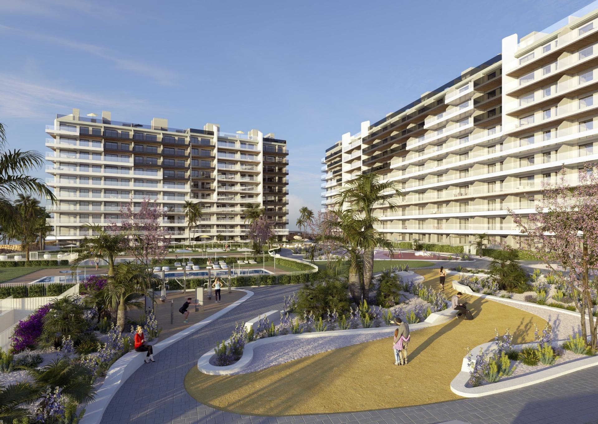 New Build Apartments in Punta Prima Just 250 Metres from the Sea&#13;&#13;Exclusive residential complex with premium communal areas on the Costa Blanca&#13;We present a modern new-build residential complex comprising 250 apartments in Punta Prima, one of the most sought-after areas of Torrevieja. Located just 250 metres from the sea, this project offers a unique opportunity to live close to the beach with all the amenities of a private resort.&#13;&#13;2 and 3-bedroom homes with large terraces&#13;The apartments are available in 2 or 3 bedroom configurations with 2 bathrooms, all with an open-plan kitchen integrated into the living room, maximising the feeling of space and natural light. The ground floor properties have private gardens, the middle floors offer large terraces, and the penthouses have solariums to enjoy the sun all year round.&#13;&#13;Each unit includes a parking space and storage room, ensuring convenience and additional storage space.&#13;&#13;Communal areas for the whole family&#13;The residential complex has been designed to offer an exceptional quality of life. Its communal areas include three swimming pools (one of which is heated), a gym with a jacuzzi, a paddle tennis court, a petanque court and landscaped gardens. The little ones have their own children's pool and a play area designed for their safe entertainment.&#13;&#13;High-quality finishes and energy efficiency&#13;PVC exterior carpentry with thermal break&#13;Double glazing and motorised blinds in bedrooms&#13;Fitted kitchen with appliances included&#13;Bathrooms equipped with shower screen, cabinet, mirror and underfloor heating&#13;Air conditioning system using aerothermal heat pump&#13;Security entrance door&#13;Bicycle parking&#13;&#13;Strategic location with nearby amenities&#13;Punta Prima is located just 5 km from the centre of Torrevieja and has excellent health, educational and transport infrastructure. Alicante International Airport is only 45 km away.&#13;Punta Prima beach: 250 m&#13;Villamartín Golf Course: 7 km&#13;La Zenia Boulevard Shopping Centre: 4 km&#13;Torrevieja University Hospital: 3 km&#13;Torrevieja Marina: 6 km&#13;&#13;An ideal investment for a home or holiday&#13;Enjoy a Mediterranean setting with year-round amenities, quality beaches and excellent transport links. Don't miss the opportunity to purchase your new home in one of the most sought-after locations on the Costa Blanca. Contact us today for more information or to arrange a viewing.&#13;