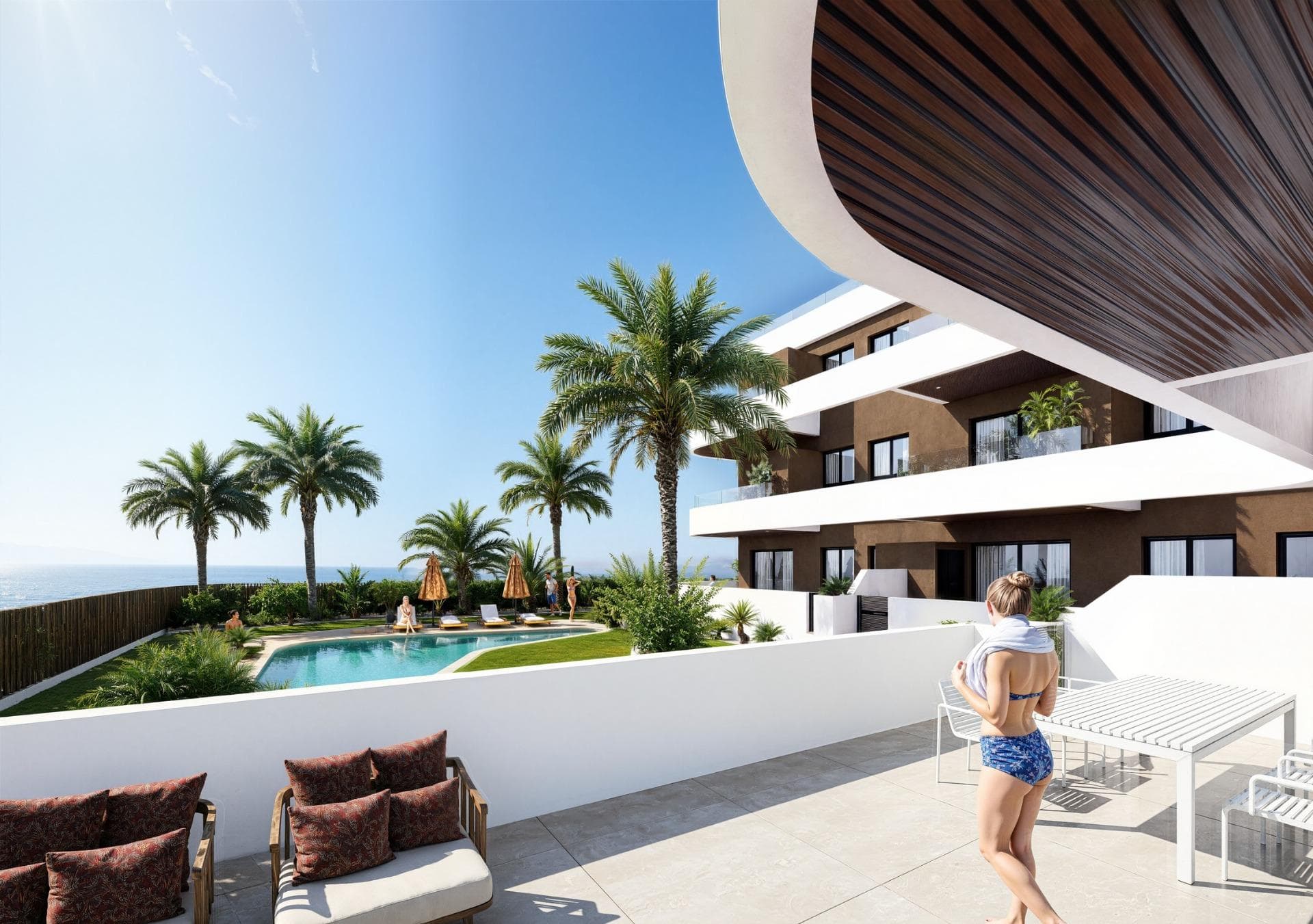 New Build Apartments in Guardamar del Segura – Modern Living Just 1.4 km from the BeachDiscover a new residential development in Guardamar del Segura, Alicante, offering just 19 exclusive, modern homes designed for comfortable, contemporary living on the Costa Blanca. Ideally located just 1.4 km from the beach and a short walk from the town center, this development combines style, practicality, and a prime coastal setting.Exclusive Residential Project with Limited AvailabilityThis boutique development features 2 and 3-bedroom apartments with a range of layouts to suit different needs:Ground-floor units with spacious private terracesMid-level apartments with generous balconies or open terraces.A spectacular penthouse with a private solarium and swimming poolEach property showcases elegant, curved architectural lines, glass railings, and modern finishes—ideal for both year-round residence or a luxurious holiday retreat.Premium Finishes and Energy-Efficient FeaturesDesigned for comfort and sustainability, each home includes:Reinforced front door for added securityFully furnished kitchen with appliances includedEnergy-efficient aerothermal system for hot waterPrivate parking space included in the priceThe building also features a communal swimming pool and landscaped garden areas, perfect for enjoying the sunny Mediterranean climate.Prime Location in Guardamar del SeguraSituated in a well-connected and vibrant part of Guardamar, this development provides easy access to nature, beaches, and essential services. Residents enjoy proximity to supermarkets, restaurants, medical centers, parks, and the town’s famous pine forest and dunes.Key distances:Guardamar town center – 1 kmClosest beach – 1.4 kmMarina – 2 kmReina Sofía Park – 1.5 kmLa Marquesa Golf (Ciudad Quesada) – 9 kmHabaneras Shopping Center (Torrevieja) – 13 kmAlicante-Elche Airport – 33 kmPublic transport connections include direct bus lines to Alicante and Torrevieja, offering easy access without the need for a car.Secure Your Apartment on the Costa BlancaWhether you’re looking for a permanent residence, vacation property, or smart investment, this new development in Guardamar del Segura is the perfect choice. Contact us today to learn more or reserve your new home by the sea.