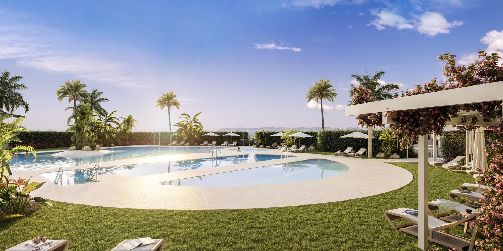 Luxury Resort in Villajoyosa – A Seaside ParadiseDiscover a Unique Residential Complex in Playa del TorresLocated less than a 5-minute walk from the serene Playa del Torres in Villajoyosa, this exclusive new development offers 164 modern apartments and penthouses with 1 to 3 bedrooms. Designed to provide the ultimate lifestyle, the community combines luxury, relaxation, and unparalleled amenities in a tranquil Mediterranean setting.Exceptional Amenities for All ResidentsThe heart of this development is the Roof Top, situated on the rooftop of Block 2. This thoughtfully designed space includes a stunning pool with panoramic views, Chill-out areas, a barbecue zone, a multi-use area, and a gazebo, perfect for socializing or unwinding.Indoor social lounge, ideal for gourmet dining with friends or as a coworking space.For water lovers, the complex features:Tropical-style pools with beach-style access.A heated swimming lane pool, a children’s pool, and a heated jacuzzi.Fitness enthusiasts can enjoy:Indoor and outdoor gyms, complete with a calisthenics circuit.A putting green and mini golf for leisure activities.Modern Homes with Premium FeaturesEach apartment is equipped with:A fully fitted kitchen with high-quality appliances, including a refrigerator, microwave, oven, dishwasher, and an integrated washer/dryer.Energy-efficient aerothermal systems for hot water and air conditioning.Radiant floor heating in bathrooms.High-quality PVC windows with thermal insulation and double glazing.Private parking and storage space for added convenience.The building boasts an A energy rating, ensuring maximum efficiency and sustainability.Perfect Location in VillajoyosaNestled in Playa del Torres, this complex offers a peaceful retreat surrounded by natural beauty. The beach’s crystal-clear waters and turquoise hues provide an idyllic backdrop for relaxation. The development is conveniently located:2 km from Villajoyosa’s charming town center.10 km from Benidorm, with its vibrant nightlife and shopping.30 minutes by car to Alicante Airport.Villajoyosa, known for its colorful houses and rich history, remains an authentic Mediterranean gem. Recently recognized as the “Best Secret Destination in Europe 2024” by European Best Destinations, this town blends tradition, natural beauty, and tranquility.Your Dream Home Awaits in Playa del TorresExperience the best of modern living in a natural paradise. With its prime location, luxurious amenities, and contemporary design, this development is perfect for those seeking a home by the sea. Contact us today to schedule a visit and make this stunning property yours!