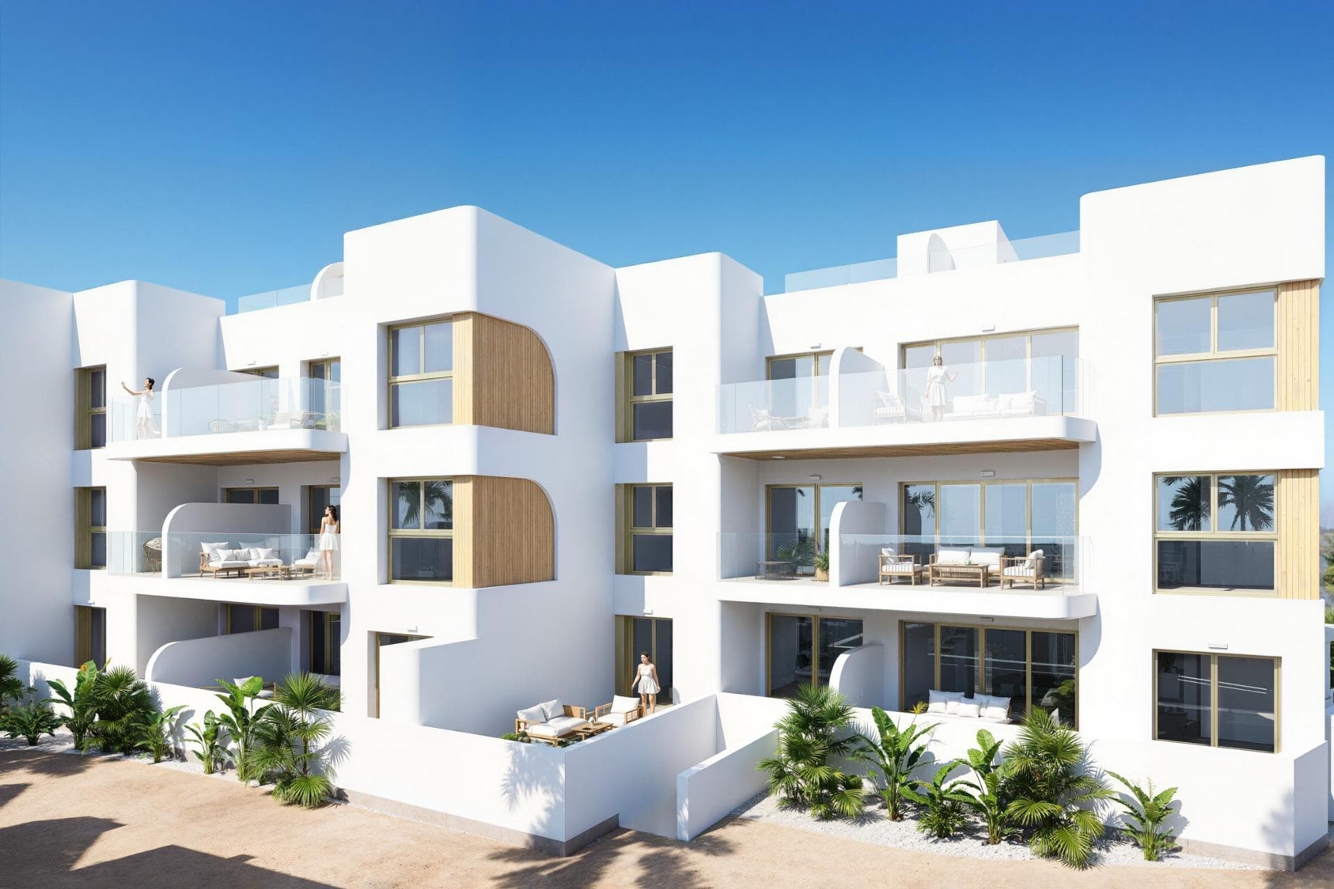 New Build Residential Complex in Los Alcázares on the Frontline of Serena GolfExclusive Living on the Costa CálidaDiscover this new residential development in Los Alcázares, perfectly located on the frontline of Serena Golf and just 1.3 km from the beaches of the Mar Menor. Nestled in the heart of the Costa Cálida, this project combines modern architecture, comfort, and exceptional surroundings. With excellent road connections, the complex is only 30 km from Murcia Airport (25 minutes) and 90 km from Alicante Airport (55 minutes), offering easy access to Cartagena, Murcia, and the Costa Blanca.Contemporary Homes with Exceptional DesignThe residential complex includes 18 elegant apartments and 7 exclusive villas, each designed to maximize space, light, and functionality. Residents will enjoy breathtaking views of the golf course and, from the upper floors, the sparkling waters of the Mar Menor.Choose from:Apartments with 2 or 3 bedrooms and 2 bathrooms, all with dual orientation and two terraces for all-day sunlight.Ground-floor apartments with private gardens.Middle-floor units with large terraces.Penthouses with two terraces, private solarium, and panoramic views.Detached villas on the frontline of golf, with 3 bedrooms, 2 bathrooms, basement, solarium, and private pool.Premium Features and AmenitiesEvery home is equipped with high-quality finishes and modern comforts, including:Parking space and storage roomAerothermal hot water systemPre-installed ducted air conditioningElectric shutters and full lighting packageFully fitted bathrooms with furniture and shower screensCommunal swimming pool and landscaped gardensElevator in the apartment blocksPerfect Location for Golf and Beach LoversSituated in a privileged enclave, the development is surrounded by the peaceful greenery of Serena Golf and lies just a short walk from the warm, shallow waters of the Mar Menor. This unique area offers year-round opportunities for swimming, sailing, paddleboarding, and other water sports, making it ideal for both relaxation and activity.Key distances:Beach (Mar Menor): 1.3 kmSerena Golf: Adjacent to the complexLos Alcázares town center: 2 kmCartagena: 22 kmMurcia city: 40 kmMurcia Airport: 30 km (25 minutes)Alicante Airport: 90 km (55 minutes)Secure Your Mediterranean LifestyleThis development in Los Alcázares offers the perfect combination of beach, golf, and modern living. Whether as a permanent residence, holiday retreat, or investment, it provides everything needed for an authentic Mediterranean lifestyle.Contact us today to arrange a visit and secure your new home on the Costa Cálida.
