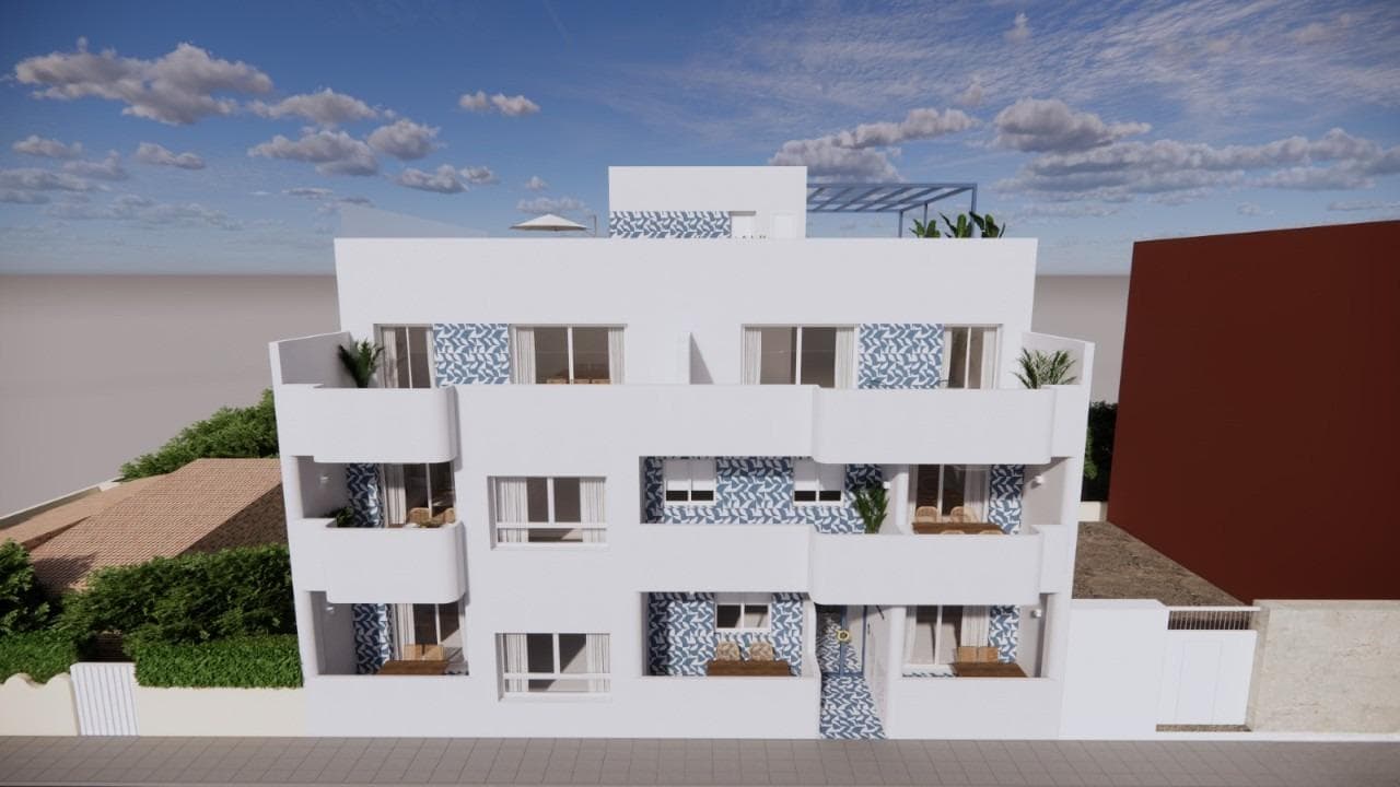 New Mediterranean apartments just 140 metres from the beach in Torre de la HoradadaExclusive seaside living on the Costa BlancaDiscover this new residential project in Torre de la Horadada, ideally located just 140 metres from the sea, between El Conde and El Puerto beaches and next to the marina. This exclusive development comprises just 8 modern Mediterranean-style apartments, offering a unique combination of coastal charm and contemporary comfort in one of the most sought-after locations on the southern Costa Blanca.Located in a quiet and picturesque coastal village, these homes are surrounded by essential amenities such as supermarkets, restaurants, cafés and shops, all within walking distance. The area is known for its relaxed atmosphere, crystal clear waters and family-friendly environment.Elegant design and quality finishesEach apartment has 1, 2 or 3 bedrooms and 1 or 2 bathrooms, carefully designed to maximise space and natural light. The interiors feature:Security entrance door for peace of mindFitted wardrobes in the bedrooms, fully lined and finishedModern bathrooms equipped with furniture, mirrors and shower screensPre-installation of ducted air conditioning for year-round comfortThese high-quality finishes create bright and functional spaces, perfect for both permanent residence and holiday use.Roof-top solarium with swimming pool and chill-out areaThe highlight of this development is the communal roof-top solarium, which is accessible by stairs or lift. Residents can enjoy a roof-top swimming pool, an outdoor kitchen area, barbecue and pergola-covered dining areas, and a sunbathing area with artificial grass. This exclusive rooftop oasis is the perfect place to relax under the Spanish sun.Prime location and excellent connectionsTorre de la Horadada is known for its stunning coastline, marina and lively promenade. The development offers easy access to nearby destinations:Beaches: 100 mLo Romero golf course: 7 kmSan Pedro del Pinatar: 5 kmMurcia-Corvera Airport: 40 minutes (55 km)Alicante Airport: 55 minutes (75 km)The beach house of your dreams awaitsWith its unbeatable location, elegant design and exceptional community amenities, this new boutique residential project in Torre de la Horadada is the perfect opportunity to enjoy the Mediterranean lifestyle.Contact us today to arrange a viewing and secure your new home just steps from the sea on the Costa Blanca.