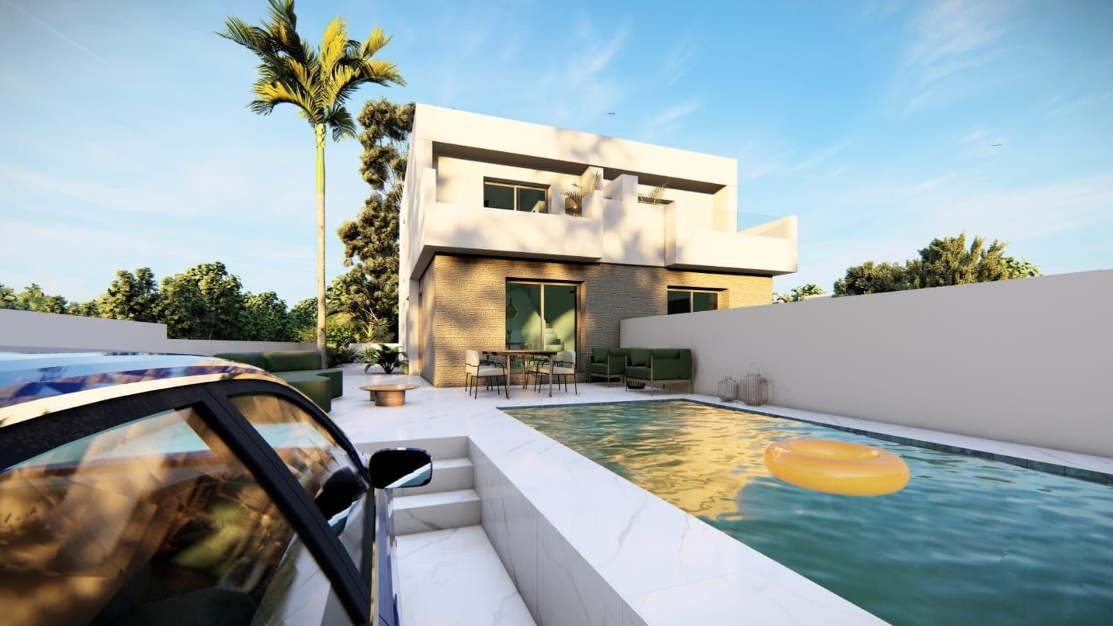 NEW BUILD SEMI-DETACHED VILLA IN DAYA NUEVANew Built 2 floors semi-detached villa in Daya Nueva.New Build villa with 2 bedrooms, 2 bathrooms, open plan kitchen with the lounge area, fitted wardrobes, private garden with the pool and parking space.Property located only few minutes walk to the village centre with restaurants, bars and shops.Daya Nueva is a small idyllic village surrounded by scenic countryside, It is a rural village surrounded by orange and lemon groves.It has a town hall a summer only outside swimming pool, a few bars and restaurants and a number of parks dotted around the urbanisation areas on the edge of the village.The beach of Guardarmar is a 10 minute drive and Alicante airport only 25 minutes away.The Golf courses of La Marquesa golf in Ciudad Quesada and La Finca Golf In Algorfa are both within 10 minutes drive.