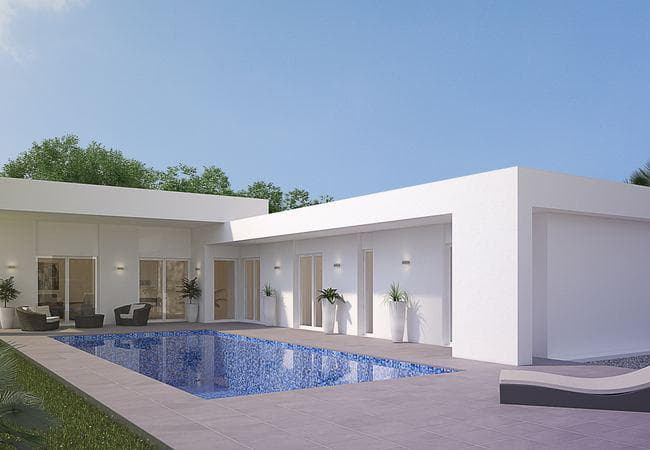 MEDITERRANEAN VILLA IN TYPICAL SPANISH VILLAGE Fantastic new built Villa built on a plot of 500 m2 in La Romana. The villa has a constructed area of 134.33m2, on one floor, with a porch of 15.35m2, a living-dining-kitchen of 41.80m2, 3 bedrooms, 2 bathrooms, a gallery. Included in the price: Appliances: hob, oven, extractor, dishwasher, fridge and washing machine. Air conditioning with heat pump, installation + machine Bathrooms with bathroom furniture with mirror, shower enclosure and taps Kitchen with white furniture and national granite Interior LED throughout the house and on the porch Double glazing, interior doors and white fitted wardrobes. Pavement around the house and swimming pool and car parking area, gravel, lawns and plants. Vehicle door automatic door and pedestrian door. Pool If you are looking for a quiet environment, close to typical Spanish villages, surrounded by mountains and about 30 minutes from the sea, this is your home!