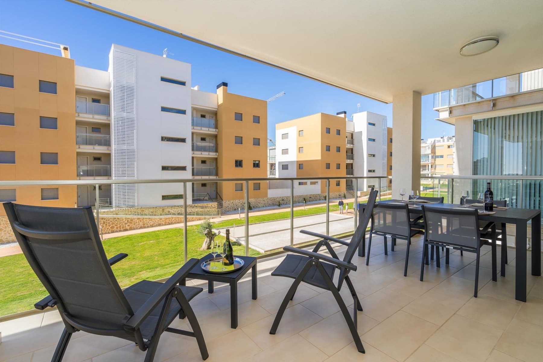 For sale apartment in Villamartin Gardens, Orihuela Costa

Are you looking for a beautiful apartment in the sunny Orihuela Costa? Look no further, because we have the perfect property for you. This stunning apartment in Villamartin Gardens offers everything you need for a comfortable and luxurious lifestyle.

The apartment features two spacious bedrooms and two modern bathrooms. What sets this property apart is the underfloor heating in the bathrooms, providing you with ultimate comfort during those chilly winter months. The master bedroom boasts an en-suite bathroom, while the guest bathroom is conveniently located next to the foyer.

As you enter the apartment, you will be greeted by an open and spacious living room and dining area. The well-designed layout allows for seamless flow and plenty of natural light. The open and fully equipped kitchen is a dream for any aspiring chef, and it even has a utility room for added convenience, with direct access to the terrace.

Speaking of amenities, the community of Villamartin Gardens has it all. There are two outdoor pools for you to enjoy on those hot summer days, as well as a covered and heated pool that can be used even in winter. For fitness enthusiasts, there is an outdoor gym and petanque courts. The kids have their own playground with swings, ensuring that everyone in the family is entertained.

When it comes to convenience, this apartment has you covered. An underground parking place is included in the sale, providing you with secure and hassle-free parking. Additionally, there is a separate locked storage room, perfect for storing bicycles or any other belongings you may have.

The largest shopping centre of the area, Zenia Boulevard, is only about a kilometre away, and the closest supermarkets and restaurants are only a couple hundred meters away. The sandy beaches of La Zenia are only about 5 minutes drive away, and there are several high-quality golf courses within a short drive away, such as Las Ramblas, Villamartin and Campoamor.

Location is key to valuable real estate, and this apartment is what you are looking for.

