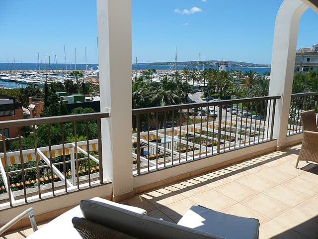Have you ever dreamt of living right next to the most expensive and beautiful yachts of Mallorca? Where top restaurants and ammenities as well as a beach with turquoise water is just a short walk away? Then have a look at this property!Spacious frontline, south facing, apartment in this highly sought-after community with great sea views and overlooking Puerto Portals marina. Ideally located for the fashionable bars, restaurants, and boutiques and just a short stroll to the beach. The accommodation includes a large open plan main living/dining room and fully fitted kitchen with quality appliances leading to a spacious sun terrace.There are three double bedrooms all with fitted wardrobes and two bathrooms including the master suite with en-suite bathroom. Air conditioning (heat/cool) throughout, secure garage for one car, fabulous community swimming pool, bathing terraces and landscaped gardens. Direct access to the marina and main entrance just a short walk to Portals Nous village, Supermarkets, and all amenities.Viewings possible from now on! Contact us now, because this property will surely be very demanded.