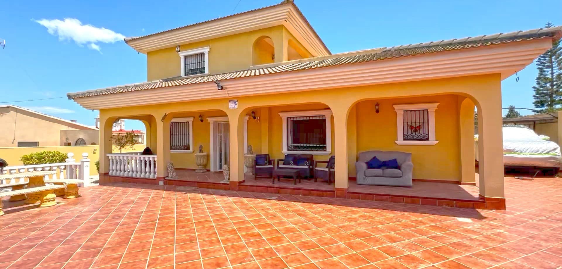 Discover Your Dream Home in a Serene and Coveted Location

Situated in a quiet, highly sought-after area close to amenities and the beach, this exceptional detached chalet offers breathtaking views of the salt lakes and mountains. Experience a serene and picturesque setting in your new home.

This 340m² house is set on a generous 1000m² plot, providing ample space for comfortable living. The property boasts a beautiful terrace and a solarium, perfect for enjoying stunning panoramic views and additional outdoor living space. Equipped with air conditioning and heating, this home ensures year-round comfort.

Enjoy the luxury of a large private pool, complete with a jacuzzi and an extensive sunbathing area perfect for relaxation and outdoor entertaining. The ample outdoor space is ideal for hosting barbecues or simply enjoying the tranquil surroundings. There is a lot of storing space in this house.

The basement offers 2 possible bedrooms or a bedroom and a living room. A bathroom is prepared in one of the larger rooms but needs some work to be completed.

The first floor features 2 bedrooms, each with an en-suite bathroom, an additional bathroom, a fresh and modern kitchen (4-5 years old) equipped with soft-close cabinets, and a living room with a chimney and views of the pool area and patio. 

The second floor includes 2 bedrooms, each with an en-suite bathroom, providing additional private space. From here you reach the big terrace that goes around the corner of the house overlooking the swimming pool and also your way up to the solarium for beautiful views.

The home features a spacious basement, offering extra storage or potential living space. Ample parking is available, with space for up to 6 cars, ensuring convenience for you and your guests. Located close to essential amenities, this home offers the perfect blend of convenience and tranquility.

Additional features include a full alarm system with CCTV for added security. The house is in good condition, ready for you to move in.

This Villa is a rare find in such a coveted location, offering the perfect combination of luxury, comfort, and stunning natural beauty. Don’t miss the opportunity to make this remarkable property your new home.

Contact us today to arrange a viewing and take the first step toward owning this incredible home!

