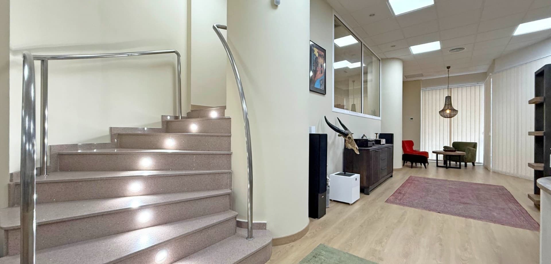 Discover a fully renovated commercial office space in the heart of Torrevieja, perfect for real estate agencies, law firms, and other professional businesses. This modern workspace offers a dedicated conference room, large open-plan desk area, and a separate kitchen/lunch room for staff convenience. Additionally, it features a storage/archive room and a private second-floor office, providing an ideal executive workspace. Two full bathrooms with walk-in showers complete the setup, ensuring comfort and practicality.

Located in a prime central location with excellent accessibility, this office is designed for businesses looking for a turnkey solution in a professional setting. Contact us today for more details!