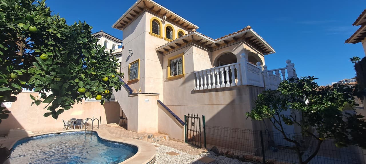 We are thrilled to present this beautifully renovated villa, perfectly situated in the vibrant area of La Zenia. Offering a seamless blend of modern comfort and convenience, this property is ideal for those seeking a prime location just minutes away from amenities and the popular La Zenia Boulevard.Key Features:Prime Location:  Just a 2-minute walk from La Zenia Boulevard, surrounded by bustling commercial hubs, restaurants, and entertainment options.  Conveniently located between the lively areas of Playa Flamenca and La Zenia, making it the perfect spot for dining, shopping, and enjoying all the attractions of the Orihuela Costa. Upon entering the villa via the external stairs, you're greeted by a spacious south-facing terrace that connects to the living and dining area through patio doors, flooding the space with natural light.  An inviting open-plan layout that provides a bright and spacious environment for relaxation and entertaining.  The kitchen is well-equipped to cater to daily needs.  Two generously sized double bedrooms and a modern bathroom featuring both a bath and shower. Upper Level:   Accessible via external stairs, the upper level boasts a private solarium, ideal for sunbathing, relaxation, or hosting social gatherings.  An additional bedroom and bathroom on this floor provide extra comfort and privacy for guests.The property includes a fantastic **underbuild** which has been renovated into a fully self-contained 2-bedroom apartment on the ground floor.  Living & Dining Area: Spacious and bright, perfect for extended family or visitors.  Kitchen: A functional and modern kitchen area for added convenience.  Bedrooms & Bathroom: Two large double bedrooms and a generous bathroom featuring a bath, shower, and WC.Outdoor Space:  The villa offers a low-maintenance garden, perfect for enjoying the outdoors with ample seating areas to relax in the sun.  A private pool adds to the property's appeal, offering a refreshing escape during the warm Spanish summers.This exceptional detached villa combines luxury, location, and flexibility, making it the perfect choice for anyone looking to enjoy the best of La Zenia and the surrounding area. Viewing is highly recommended to appreciate all the features this property has to offer.Contact our team today to arrange your viewing! 