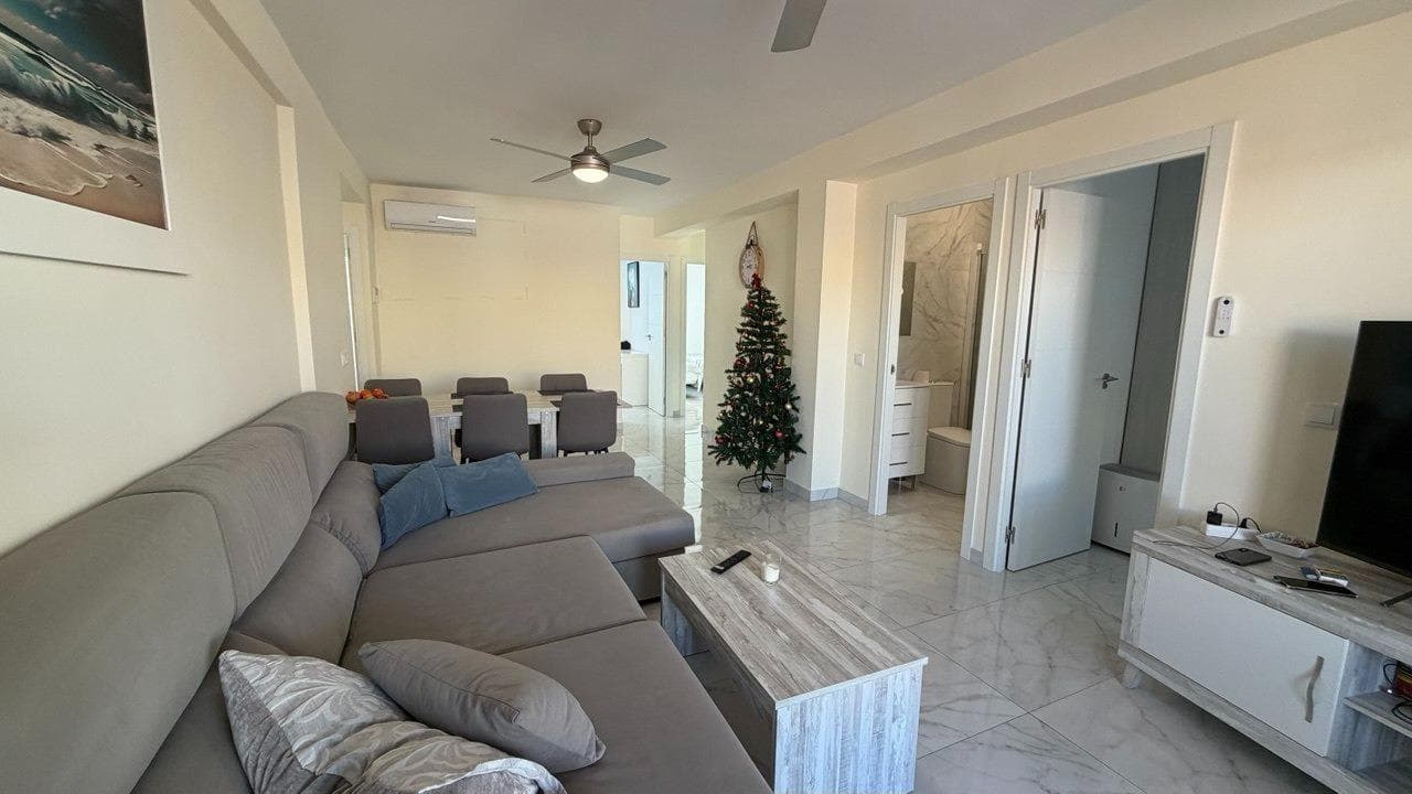 Discover your dream apartment located in the sought-after Curva del Palangre area of Torrevieja. This spacious property boasts a generous constructed area of 107 square meters, providing ample room for comfortable living. With three well-appointed double bedrooms and two modern bathrooms, this residence is ideal for families or those seeking extra space to entertain guests. The north-facing orientation ensures plenty of natural light throughout the day while maintaining a pleasant temperature during warmer months. Situated only 150 meters from the stunning Mediterranean coastline, you can enjoy leisurely strolls along pristine beaches and vibrant promenades at your convenience. The property requires no immediate renovations, making it move-in ready for new owners looking to embrace life by the sea without delay. Experience all that coastal living has to offer with local amenities such as restaurants, shops, and recreational activities within easy reach. Don’t miss out on this fantastic opportunity; contact us today to arrange a viewing!