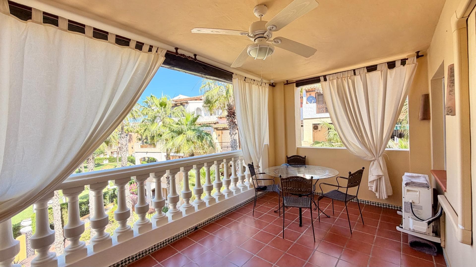 Discover this spectacular renovated apartment located in the exclusive area of Aldea del Mar, in Torrevieja. With a built area of 106 m² and usable area of 86 m², this property offers a modern and functional design ideal for enjoying the Mediterranean lifestyle to the fullest. The home features a southwest orientation that allows you to take advantage of solar hours throughout the day. Just 100 meters from the Mediterranean Sea, you can delight in stunning views from your spacious private terrace. The apartment has a main double bedroom alongside two additional rooms ideal for guests or as extra space according to your needs; perfectly complemented by two fully equipped bathrooms that provide comfort for both residents and visitors. Among the additional benefits are a private parking space within the gated community where the property is located, as well as access to a communal swimming pool perfect for cooling off under the Spanish sun. You'll also find proximity to local buses, varied shopping centers, and distinguished schools, making living here even more attractive.