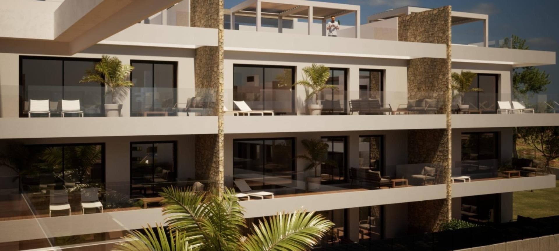 NEW BUILD RESIDENTIAL COMPLEX WITH THE SEA VIEW IN FINESTRATNew Build Residential complex with the sea views in Finestrat.Complex made up of 9 blocks of 9 apartments each.There are 3 types of homes: 27 penthouses with a private solarium, 27 on the first floor with terraces and 27 ground floors with private garden.All within a private and exclusive environment, to enjoy sports activitiesand entertainment.The houses have their modern and exclusive design, and are equipped with the latestconstruction technologies applied to comfort, thermal and acoustic insulation, aerothermal energy, air conditioning, etc.Designed in a private luxury environment with community pool with separate area for children and adults. Large private garden areas. Gym with jacuzzi, changing rooms and showers. Relaxation area. Children's play area.From here you can enjoy privileged views of the sea Mediterranean, as well as the fantastic and spectacular Skyline of Benidorm.Finestrat located in the Marina Baixa region of the Costa Blanca, close to neighbouring Benidorm and about 40 kilometres from the city of Alicante and the international airport.Benidorm is just a five-minute drive from the properties and offers all the services you would need including shops, bars, restaurants, supermarkets, banks, pharmacies and several private international schools.Close to the beaches of Levante, Poniente and Cala de Finestrat, with more than 6km in length that are among the best in Europe awarded by the European Union with Blue Flags.All leisure services such as the theme parks of Aqua Natura, Terra Mítica, Terra Natura, Aqualandia and Mundomar, Sierra Cortina and Villaitana Golf courses, hiking and climbing in Puig Campana an incomparable natural setting or enjoy of nautical sports.