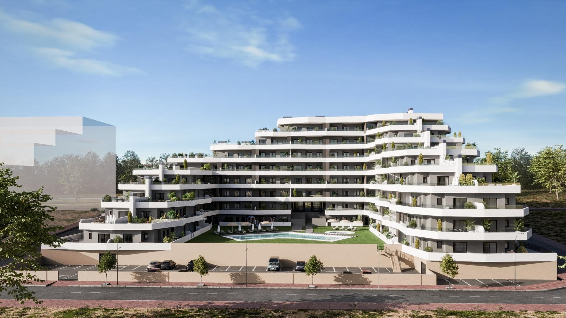 Discover Modern Living at the New Residential Development in San Miguel de SalinasSpacious Apartments with Stunning AmenitiesThis new construction residential complex in San Miguel de Salinas offers contemporary 2- and 3-bedroom apartments with expansive terraces, thoughtfully distributed across seven floors. The gated community provides top-notch facilities, including separate swimming pools for adults and children, lush green areas, a children’s playground, and an adult wellness zone with a biosaludable circuit.Prime Location on the Costa BlancaNestled in the charming town of San Miguel de Salinas, this development enjoys a strategic location on the Costa Blanca. It’s within walking distance of the town center, where you’ll find all the essential services for daily living, including shops, restaurants, and healthcare facilities.The property is a short drive from several points of interest:Las Colinas and Campoamor Golf Courses: Just 7 km away, perfect for golf enthusiasts.Beaches of Orihuela Costa and Torrevieja: Located approximately 10 km from the residence, offering beautiful sandy shores.Shopping Centers: Zenia Boulevard, a popular shopping destination, is only 9 km away.Alicante Airport: A convenient 50 km drive.Murcia Corvera Airport: About 55 km away, ideal for regional connections.High-Quality SpecificationsEach apartment is designed with modern finishes and functionality in mind:Fully equipped kitchens with induction cooktops and extractor hoods.Porcelain tile flooring throughout.Compact roller shutters for added privacy and convenience.White laminated wardrobes with overhead storage in bedrooms.Pre-installed air conditioning in the living room and bedrooms.Energy-efficient aerothermal water heaters with a 150-liter capacity.Additionally, all apartments include a designated parking space, with an optional storage room available at an additional cost.About San Miguel de SalinasSan Miguel de Salinas is a picturesque municipality in the Vega Baja del Segura region, part of the vibrant Valencian Community. Situated close to the Murcia border, the town offers breathtaking views of the Torrevieja and La Mata lagoons, as well as a peaceful, family-friendly environment.Your New Home AwaitsWhether you're looking for a vacation retreat or a permanent residence, this new development in San Miguel de Salinas combines luxury, convenience, and an unbeatable location. Contact us today to schedule a visit and take the first step toward owning your dream property on the Costa Blanca!