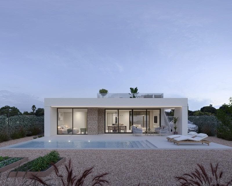 Exclusive villas with private pools at Hacienda del Álamo Golf Resort, Costa CálidaModern villas with private pools in one of Spain's finest golf resortsDiscover a unique opportunity to purchase a newly built villa at an exceptional price in the Hacienda del Álamo Golf Resort, located between the historic cities of Cartagena and Murcia, in the heart of the Costa Cálida. These contemporary villas are designed to offer comfort, privacy and elegance, and are located in an exceptional setting dedicated to golf and leisure.Each property offers a spacious layout with 3 bedrooms and 2 bathrooms on one floor. Private rooftop solarium. With plots starting from 396 square metres and a built area of 111 square metres, these homes offer ample space for indoor and outdoor living.High quality features and finishesThese villas are equipped with all modern amenities to ensure maximum comfort and style, including:Garden with drip irrigation systemFully equipped kitchen with fitted wardrobes and appliances includedPre-installation for ducted air conditioningBathrooms with furniture, mirrors and shower screensAluminium windows with thermal break and double glazingAccess to a large communal swimming pool with natural grass and children's play areaPrivate 3x6 metre swimming pool with showerLuxury living at Hacienda del Álamo Golf ResortHacienda del Álamo is renowned as one of Spain's finest golf resorts, offering residents a relaxed, sporty and comfortable lifestyle.18-hole golf course and academySports facilities including tennis, paddle tennis, gym and fitness classesMain clubhouse with panoramic views, a Mediterranean restaurant and sunny terraces4-star hotel and spa for relaxation and well-beingSpaces for the whole family, with children's play areas, swimming pools and bike lanes.Traditional Spanish village with shops, cafés and new restaurants opening soon.Strategic location with excellent connectionsCorvera Airport (Murcia): 18 km (approx. 15 minutes)Cartagena: 36 kmMurcia city centre: 40 kmMar Menor beaches: 28 kmShopping centres (Dos Mares, Espacio Mediterráneo): less than 30 kmYour dream home next to the golf course awaits youWhether you are looking for a permanent residence, a holiday retreat or a smart investment on the Costa Cálida, these golf course villas in Hacienda del Álamo are the perfect choice. Contact us today for more information or to arrange a personalised viewing.