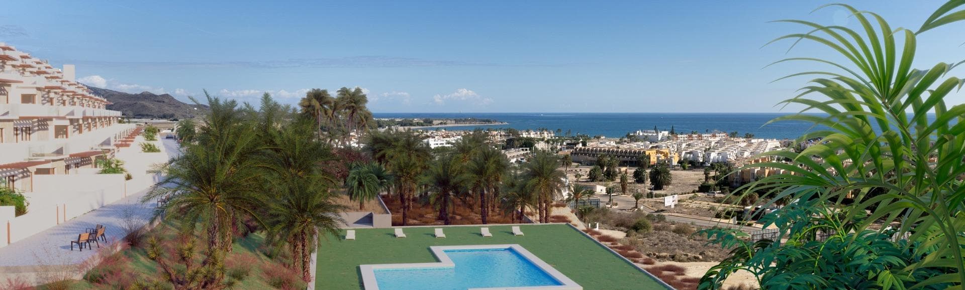 New Build Apartments with Sea Views in Vera Playa, AlmeríaDiscover this exceptional new residential development in Vera Playa, offering 27 modern apartments in its first phase. Designed to combine comfort, functionality, and spectacular Mediterranean views, this project is ideal for those seeking a home on the Costa de Almería with style and convenience.Modern Homes with Sea ViewsEach apartment has been thoughtfully designed to maximize natural light and outdoor living. Options include 1, 2, and 3-bedroom layouts, with ground floors featuring private gardens, middle floors with spacious terraces, and penthouses with private solariums. Thanks to the terraced design, all homes enjoy uncovered terraces with stunning views of the sea.Quality Finishes and Fully Equipped HomesEvery property comes fully furnished and equipped, ready to move in. Features include:Furnished kitchen with appliances includedComplete bathrooms with modern fittingsDucted air conditioning systemPrivate parking space and storage roomExclusive Community FacilitiesThe highlight of this residential complex is its communal swimming pool, surrounded by landscaped gardens, creating the perfect space to relax, sunbathe, and enjoy family time.Prime Location in Vera PlayaVera Playa is renowned for its long sandy beaches, relaxed lifestyle, and excellent amenities. The development is set in a quiet yet well-connected area with easy access to services and transport links. Key distances include:Beach: 700 mDesert Springs Golf Resort: 8 kmVera town centre: 5 kmGarrucha marina and restaurants: 6 kmMojácar Commercial Park: 10 kmAlmería Airport: 85 km (approx. 1 hour)High-speed AVE train station (under construction): 3 kmAn Ideal Home or Investment OpportunityWhether you are looking for a permanent residence, a holiday retreat, or a secure investment, these new build apartments in Vera Playa offer excellent value in one of Almería’s most desirable coastal destinations.Make Vera Playa your new home and experience the perfect combination of modern living, sea views, and Mediterranean lifestyle. Contact us today to schedule a visit and secure your dream property on the Costa de Almería.