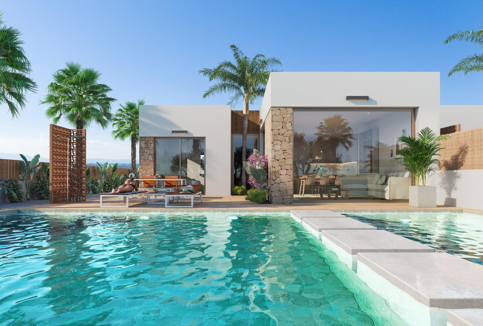 New Build Golf Front Line Villas in Los Alcázares, Costa CálidaExclusive Living Near the Beach and GolfThis new residential development in Los Alcázares offers a unique opportunity to enjoy a modern lifestyle in one of the most desirable areas of the Costa Cálida. Located just 1.2 km from the beach and directly on the frontline of the prestigious La Serena Golf Course, the project blends coastal living with the peace of a golf resort. The charming town center of Los Alcázares is within walking distance, providing easy access to shops, restaurants, cafés, and essential services.Prime Location with Excellent ConnectionsLos Alcázares is an ideal location for those looking to invest in a new property by the Mediterranean. The area is only 25 minutes from Murcia Airport and approximately 55 minutes from Alicante Airport. Thanks to excellent motorway connections, residents can quickly reach nearby cities such as Cartagena (20 km), Murcia (40 km), and Alicante (80 km), as well as other beautiful beaches along both the Costa Cálida and Costa Blanca.Apartments and Villas Designed for ComfortThe development includes 13 contemporary apartments with 2, 3, or 4 bedrooms and 4 exclusive golf front line one-level villas with 3 bedrooms. Each property combines modern design with high-quality finishes and functional layouts. Villas offer private plots with gardens and pools, and the option of a private solarium for an extra touch of luxury. All homes enjoy impressive views of the golf course and the Mar Menor.High-Quality FeaturesEvery home has been designed with style and comfort in mind. Key features include:Fully equipped bathrooms with furniture and shower screensPre-installation of ducted air conditioningMotorized shutters in bedroomsPrivate swimming poolOn-plot parkingGolf and Coastal LifestyleSituated on the La Serena Golf Course, renowned for its lush landscaping and water hazards on 16 of its 18 holes, this development is a paradise for golf lovers. At the same time, residents can enjoy direct pedestrian access to Los Alcázares town center and the warm waters of the Mar Menor, the largest saltwater lagoon in Europe. With its calm waves, fine sand, and ideal conditions for sailing, swimming, and water sports, the area is perfect for both relaxation and adventure.Your Mediterranean Home AwaitsWhether you are a golf enthusiast, a water sports lover, or simply seeking a peaceful coastal retreat, these new build villas in Los Alcázares offer the perfect balance of luxury, nature, and lifestyle. Contact us today to arrange a visit and secure your new home on the Costa Cálida.