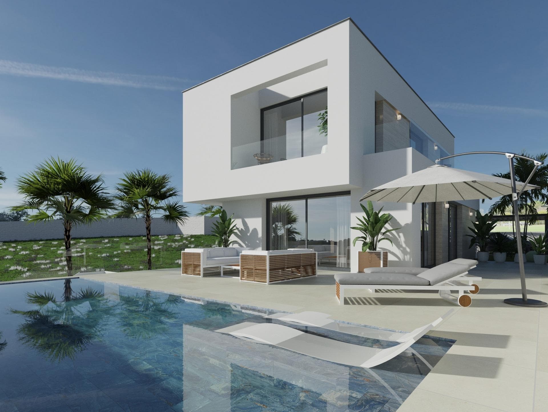 New Build Villa in Rojales – Modern Design and Prime LocationDiscover this stunning new build villa in Ciudad Quesada, Rojales, designed with a perfect balance of style, comfort, and functionality. Surrounded by nature and close to all essential services, this home is an ideal choice for those seeking quality living in the heart of the Costa Blanca.Spacious Layout with High-End FeaturesThis villa has been carefully designed to maximize natural light and open spaces. It includes:A large basement with excellent ventilation and natural light, ideal for multiple uses.Ground floor with a double-height living room, open-plan kitchen with island, one bedroom, and a bathroom.Upper floor with two en-suite bedrooms, each with access to private terraces.The villa also offers a private 9x3.5 m swimming pool, landscaped garden areas, and multiple terraces for outdoor relaxation.Quality Finishes and Modern ComfortBuilt with premium materials, this property is equipped with:Fully furnished bathrooms with mirrorsDucted air conditioningUnderfloor heating in bathroomsAerothermal hot water systemParking space for several vehiclesPrime Location in RojalesLocated in the charming town of Rojales, this villa enjoys proximity to essential services such as supermarkets, pharmacies, banks, restaurants, and natural parks. Just 10 minutes from La Marquesa Golf, one of the most prestigious courses in the Costa Blanca, residents can enjoy a top golfing experience surrounded by tradition and quality.Excellent Connectivity and Nearby AttractionsRojales is strategically positioned, offering excellent road connections:La Marquesa Golf – 3 kmBeaches of Guardamar del Segura – 8 kmTorrevieja – 12 kmAlicante Airport – 40 kmMurcia Airport – 55 kmIn addition, the N-332 and AP-7 highways ensure quick access to nearby towns, shopping centers, marinas, and cultural attractions.Make Rojales Your New HomeWhether you are looking for a permanent residence, a holiday retreat, or a secure investment, this new build villa in Ciudad Quesada offers everything you need for a Mediterranean lifestyle. Contact us today for more details and to schedule your private viewing.