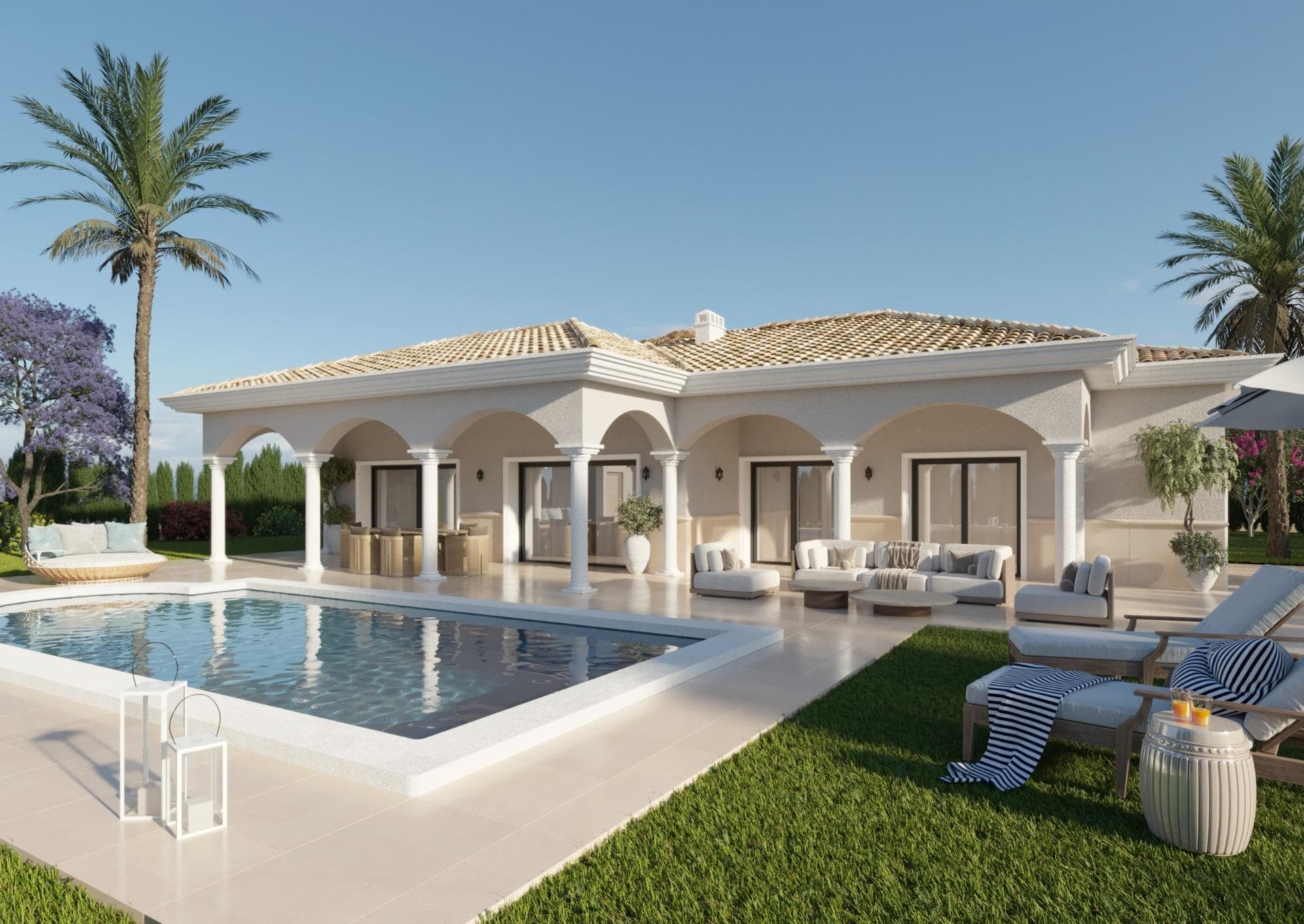 Newly built villas on spacious rural plots in Pinoso, AlicanteQuiet Mediterranean living in the heart of natureDiscover this exclusive project of newly built villas in Pinoso, a charming town in the interior of the province of Alicante known for its traditional Spanish character, beautiful mountainous landscapes and peaceful surroundings. Perfect for those seeking privacy and space, these villas are built on rustic plots of over 10,000 m² and offer the perfect combination of modern comfort and country living, just 45 km from the coast.Customisable villas with multiple layout optionsChoose from several villa models with 2, 3 or 4 bedrooms and 2 bathrooms (one of them en suite), all designed on a single floor for maximum comfort. The final price is calculated based on the chosen design, the construction system (slab or structure) and the selected plot. For this advertisement, a plot priced at €73,000 has been considered. If another plot is chosen, the difference will be paid or charged depending on the price of the plot.Each villa has a spacious open-plan kitchen and living room, fitted wardrobes and high-quality finishes throughout. Large windows fill the homes with natural light and provide a seamless integration between indoor and outdoor spaces.Exceptional outdoor spaces with private swimming poolEach property is located in a fenced area of approximately 2,500 m² within a 10,000 m² rustic plot, ensuring great privacy and space. The villas include an 8 x 4 m private swimming pool, a porch, a storage room and private outdoor parking.Enjoy the peaceful views of the surrounding countryside and mountains while relaxing in your pool or entertaining guests in your spacious garden.High-quality construction and modern featuresBuilt under a self-build scheme with delivery approximately 12 months after planning permission is granted, each villa is equipped with top-of-the-range specifications, including:Armoured entrance door and motorised gate for vehiclesMotorised blinds in the bedroomsFully fitted kitchenBathrooms with furniture, mirrors and shower screensPre-installation for ducted air conditioningAerothermal hot water systemPrime location close to key destinationsPinoso offers all essential amenities, including shops, restaurants, schools and healthcare services, while maintaining a relaxed and authentically Spanish atmosphere. It is surrounded by natural parks, vineyards and hiking trails, ideal for outdoor enthusiasts.Key distances:Elche: 33 kmCosta Blanca beaches: 45 kmAlicante Airport: 45 kmYour perfect rural retreat in AlicanteThese newly built villas in Pinoso combine the tranquillity of rural life with the comfort of modern design, making them ideal for permanent living, holidays or as an investment.Contact us today for more information or to start designing your dream home in Pinoso.