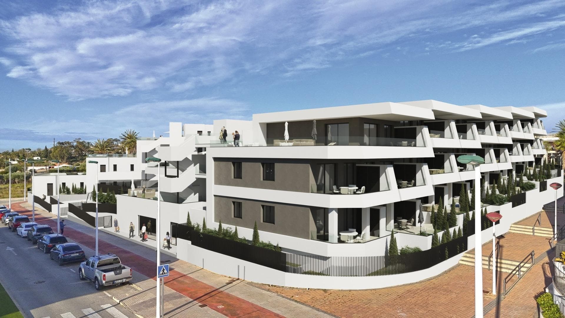 Modern New Build Residences Just 800 m from El Pinet BeachExclusive Residential Complex in La Marina – ElcheDiscover this modern residential complex of 64 new build properties located in El Pinet, one of the most sought after coastal areas between La Marina and Elche. Just 800 m from the fine sandy beach of El Pinet, the development offers the perfect balance between Mediterranean lifestyle, nature and everyday convenience. The area is surrounded by protected dunes, pine forests and the famous Salinas de Santa Pola, creating a peaceful and natural environment ideal for year round living.Homes With 2 or 3 Bedrooms and Multiple Layout OptionsChoose from a variety of property types to suit your lifestyle. Options include ground floor homes with private gardens, middle floor apartments with spacious terraces or penthouses with private terraces and solarium. All units have been designed with modern lines, functional layouts and abundant natural light.High Quality Finishes and Ready to Move InEvery home comes fully equipped and furnished, offering exceptional value and comfort.Features include:Kitchens fully equipped with appliancesInterior and exterior lighting includedPreinstallation for ducted air conditioningElectric shuttersBathrooms with furniture, mirrors and shower screensUnderground parking space and storage roomAttractive Communal Areas for Relaxation and LeisureThe complex offers a range of amenities designed to enhance your lifestyle. Enjoy a large communal swimming pool, children’s play area and beautifully landscaped gardens. These spaces provide the perfect setting for relaxation, socialising and outdoor enjoyment under the Costa Blanca sun.Prime Coastal Location Close to All ServicesLiving in La Marina means enjoying excellent accessibility, natural surroundings and all essential services within easy reach. Shops, restaurants, supermarkets and leisure facilities are just a short walk away, while nearby towns offer even more amenities.Distances to Key Points of InterestPlaya de El Pinet 800 mCity of Elche 17 kmAlicante Elche International Airport 22 kmGolf courses La Marquesa and El Plantío 15 to 20 kmCity and port of Alicante 30 kmYour Ideal Mediterranean Lifestyle AwaitsWhether you are looking for a permanent home, a holiday residence or a smart investment, these new build homes in El Pinet offer an unbeatable combination of location, comfort and quality. Contact us today to arrange a visit and secure your dream property by the Mediterranean Sea.