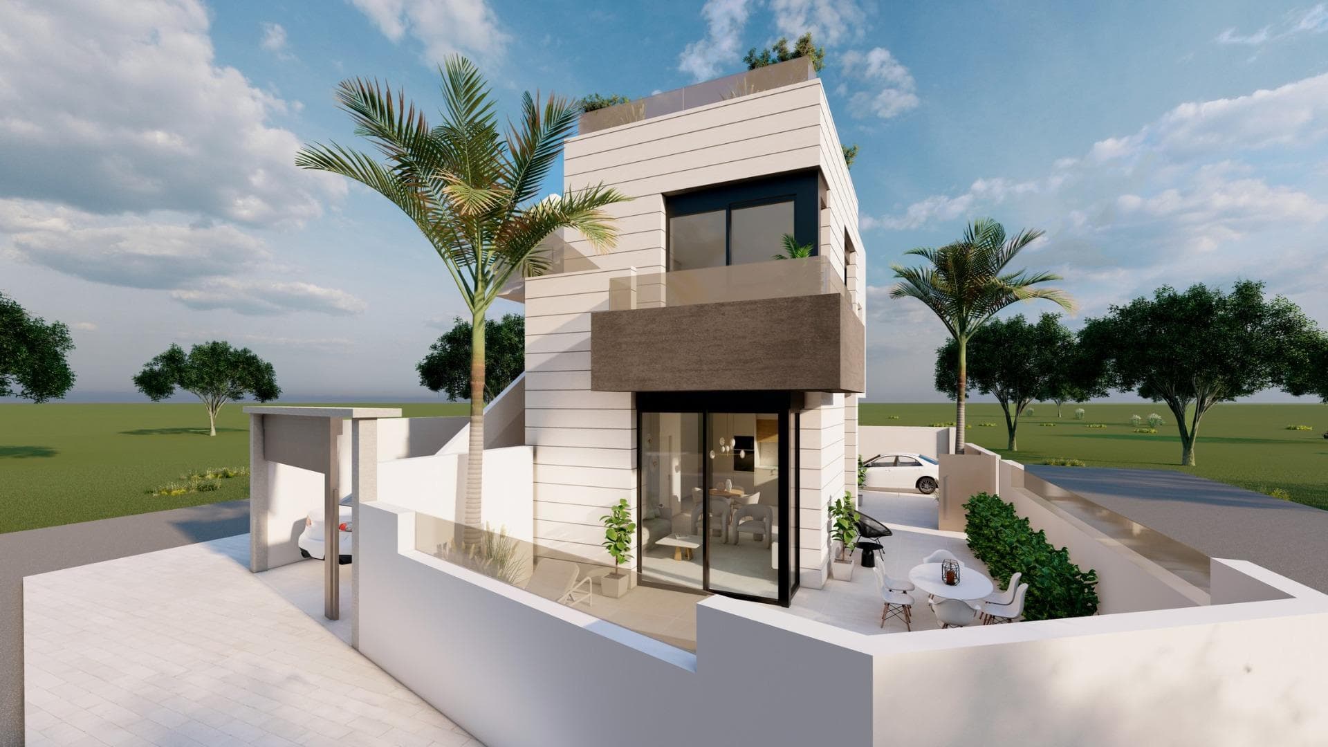 Exclusive New Build Bungalows with Private Pool in Pilar de la HoradadaModern Living in a Prime Costa Blanca LocationDiscover an exclusive new development of only two premium bungalows located in the heart of Pilar de la Horadada, a charming coastal town in the Costa Blanca known for its fine sandy beaches, peaceful ambiance and Mediterranean lifestyle. The residential complex is situated just 2.5 km from the beach and within walking distance of supermarkets, shops, restaurants and essential daily services. With excellent road connections and Alicante Airport only 45 km away, this location offers the perfect balance between tranquility, comfort and accessibility.Two Unique Homes Designed for ComfortThe project features two elegant 2 bedroom, 2 bathroom homes, designed with high quality finishes and modern layouts. One of the bathrooms is ensuite, providing additional privacy and convenience. Each property offers its own distinctive outdoor living experience to match different lifestyle preferences.Ground Floor Bungalow with Spacious Garden and Private PoolThe ground floor unit includes a generous 75 m2 garden ideal for outdoor dining, sunbathing and leisure. A private pool is included, along with private parking inside the plot. Large windows and open spaces create a bright and welcoming atmosphere throughout the home.Penthouse Bungalow with Private Solarium and PoolThe upper floor residence offers a fenced parking space on the ground level and access via an exterior staircase. It boasts a spacious terrace and a private rooftop solarium with its own swimming pool, creating an exclusive retreat for enjoying the Mediterranean climate and open views.Lifestyle in Pilar de la HoradadaThis coastal municipality is known for its calm and relaxed atmosphere, beautiful beaches such as Mil Palmeras and a wide range of outdoor activities. Snorkelling, diving, coastal walks and cycling are part of the everyday lifestyle enjoyed by residents and visitors alike. Nature lovers will appreciate the proximity to the San Pedro Salt Lakes, located approximately 12 km away, offering scenic landscapes and wildlife.Distances to Key Points of InterestBeach: 2.5 kmSan Pedro Salt Lakes: 12 kmLo Romero Golf: 6 kmAlicante Airport: 45 kmMurcia Airport: 40 kmTorrevieja: 20 kmSecure Your Exclusive Home TodayTake the opportunity to own a unique property with exceptional outdoor spaces in one of the most desirable areas of the Costa Blanca. Contact us today to arrange a visit and reserve your new home in Pilar de la Horadada.