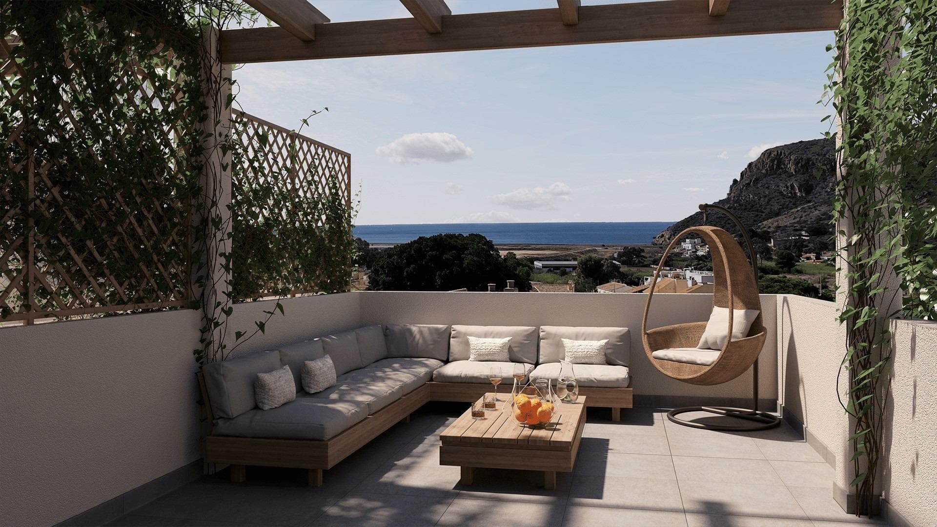 New Build Townhouses with Sea Views in Portman MurciaExclusive Residential Living in Portman BayThis exclusive development of 39 newly built townhouses is located in an elevated position in Portman, offering panoramic views over the Mediterranean and the beautiful Portman Bay. Just 1.6 km from the beach, these homes are designed to embrace the authentic Mediterranean lifestyle in a peaceful and privileged natural setting.Portman is a charming coastal town surrounded by protective mountains and open to the sea, enjoying a south facing orientation and mild temperatures throughout the year. The area is ideal for outdoor enthusiasts, with hiking and mountain biking routes, crystal clear waters for swimming and a relaxed atmosphere perfect for disconnecting. At the same time, it is only 15 minutes by car from Cartagena, where you will find shopping centers, hospitals, cultural attractions and a vibrant marina.Modern 2 and 3 Bedroom Townhouses with Private SolariumThe development offers 2 and 3 bedroom townhouses with 1 full bathroom and 1 guest toilet, distributed over 3 or 4 floors plus a private rooftop solarium. Each property has been thoughtfully designed to maximize comfort, functionality and natural light.From your private solarium, you can enjoy 360 degree views of the sea and surrounding landscape, creating a unique space for relaxing, sunbathing or entertaining.High Quality Specifications and Practical SpacesThese new build homes are delivered with high quality materials and modern finishes, including:Modern kitchens equipped with top brand appliancesArmored entrance doorBathrooms with vanity units, mirrors, shower screens and electric towel heatersAerothermal system for hot waterPre installation for split air conditioning unitsSpacious private underground garage and storage areaLarge storage areas provide ideal space for bicycles, beach equipment or diving gear, making these homes perfect for those who enjoy the many outdoor activities available in the region.Communal Areas for Relaxation and Social LivingThe residential complex features landscaped gardens and a communal swimming pool, offering residents a comfortable and secure environment to relax and enjoy time with family and friends.Distances to Key Points of InterestBeach 1.6 kmCartagena 15 kmLa Manga Club Golf 12 kmPort of Cartagena 15 kmMurcia International Airport 35 kmAlicante Airport 120 kmDiscover Your Mediterranean Lifestyle in PortmanWhether you are looking for a permanent residence or a holiday home by the sea, these townhouses in Portman offer views, comfort and an exceptional natural environment. Contact us today to receive more information or to arrange a visit to this outstanding new development.