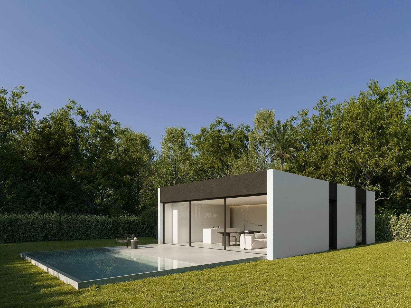 New Build Minimalist Villa in Benidorm with Private PoolModern Single Level Villa Near Levante BeachThis new build minimalist villa is located on the outskirts of Benidorm, on the beautiful Mediterranean coast of the Costa Blanca. Designed as an exclusive yet economically viable option within an increasingly competitive real estate market, this property combines functionality, contemporary design and comfort in a single level layout.Set on a 530 m2 plot, the villa is just 2.4 km from Levante Beach and only 1.5 km from the town center, where you will find supermarkets, restaurants, shopping areas, schools and all essential services. Benidorm is famous for its sandy beaches, vibrant atmosphere, marina and year round sunshine, making it an ideal destination for both permanent living and holiday investment.Functional Layout with Private Terrace and PoolThe villa is distributed entirely on one floor, offering a practical and comfortable living experience. It features 3 bedrooms and 2 bathrooms, one of them en suite, making it ideal for families or those seeking extra space for guests or a home office.The spacious living and dining area connects directly to a 26 m2 terrace and private swimming pool, creating a seamless indoor outdoor flow that embraces the Mediterranean lifestyle. The outdoor area is perfect for relaxing, dining or enjoying the sunny climate throughout the year.The property also includes private parking space for two vehicles within the plot.Quality Specifications and Customization OptionsThis modern villa is delivered with high quality finishes and contemporary installations, including:Reinforced security entrance doorAutomatic vehicle access gateFully fitted kitchen with ceramic hob, extractor hood, oven and integrated microwaveAerothermal system for domestic hot waterSplit air conditioning systemMinimalist black lacquered aluminum carpentry with thermal break and double glazing with acoustic controlIn addition, buyers can personalize finishes, climate control systems, photovoltaic panels for self consumption and home automation features, allowing you to adapt the property to your specific needs with a fixed and transparent price.Excellent Location and DistancesLevante Beach 2.4 kmBenidorm center 1.5 kmPort of Benidorm 3 kmVillaitana Golf 4 kmAlicante Airport 60 kmYour Contemporary Home in Benidorm AwaitsThis new build villa offers modern design, privacy and proximity to the beach in one of the most dynamic cities on the Costa Blanca. Contact us today to receive more information and secure your new home in Benidorm.