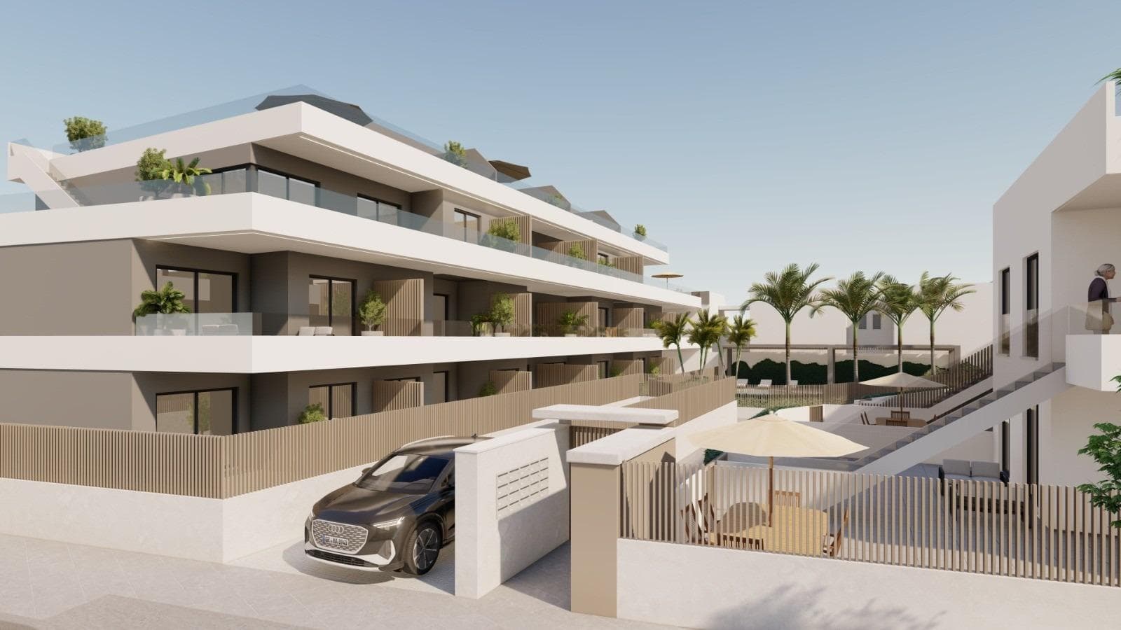 New Build Apartments and Bungalows for Sale in Pilar de la Horadada Near the BeachExclusive Residential Development on the Southern Costa BlancaDiscover this modern new build residential complex located in Pilar de la Horadada, the southernmost town on the Costa Blanca. This boutique development offers a selection of contemporary apartments and bungalows designed to combine comfort, functionality and Mediterranean lifestyle.The project consists of only 26 carefully designed homes with 2 or 3 bedrooms and 2 bathrooms, making it an ideal option for both permanent residence and holiday living. The complex is located in a quiet residential area within walking distance of the town center, where residents can enjoy restaurants, cafes, supermarkets, local shops and all essential services.Pilar de la Horadada is a charming Spanish town known for its welcoming atmosphere, lively main street and beautiful plazas. With excellent connections to nearby coastal areas and golf resorts, it is a popular destination for international buyers seeking sunshine and quality of life.Apartments and Bungalows with Private Outdoor SpacesThe development offers two different property types to suit various lifestyles.The complex includes 16 modern apartments. Buyers can choose between ground floor units with private gardens, middle floor apartments with spacious terraces or penthouses with private terraces and rooftop solariums. There are also 10 bungalows available. Ground floor bungalows feature private gardens and parking within the plot, while top floor bungalows offer terraces and private solariums.There are optional parkings and storages at underground for an extra cost.All homes have been designed with bright interiors, open layouts and comfortable living areas that extend naturally to the outdoor spaces.Quality Construction and Modern FeaturesThe homes are built with high quality materials and modern systems to ensure comfort and energy efficiency throughout the year.Furnished kitchensFully equipped bathrooms with shower screens and underfloor heatingEnergy efficient aerothermal hot water systemPre installation for ducted air conditioningResidents also benefit from a communal swimming pool surrounded by landscaped gardens and sunbathing areas, creating a relaxing environment to enjoy the Mediterranean climate.Excellent Location Close to Beaches and GolfThe development enjoys a strategic location close to some of the best beaches and golf courses in the region.Torre de la Horadada beach 3 kmMil Palmeras beach 3 kmLo Romero Golf 6 kmRegion de Murcia International Airport 45 kmAlicante Elche Airport 75 kmThe area also offers excellent road connections to nearby coastal towns, marinas and leisure facilities along both the Costa Blanca and Costa Calida.Find Your New Home in Pilar de la HoradadaThis attractive new build residential complex offers modern homes, quality finishes and a fantastic location close to the beach. Contact us today for more information or to arrange a visit and secure your new property on the Costa Blanca.