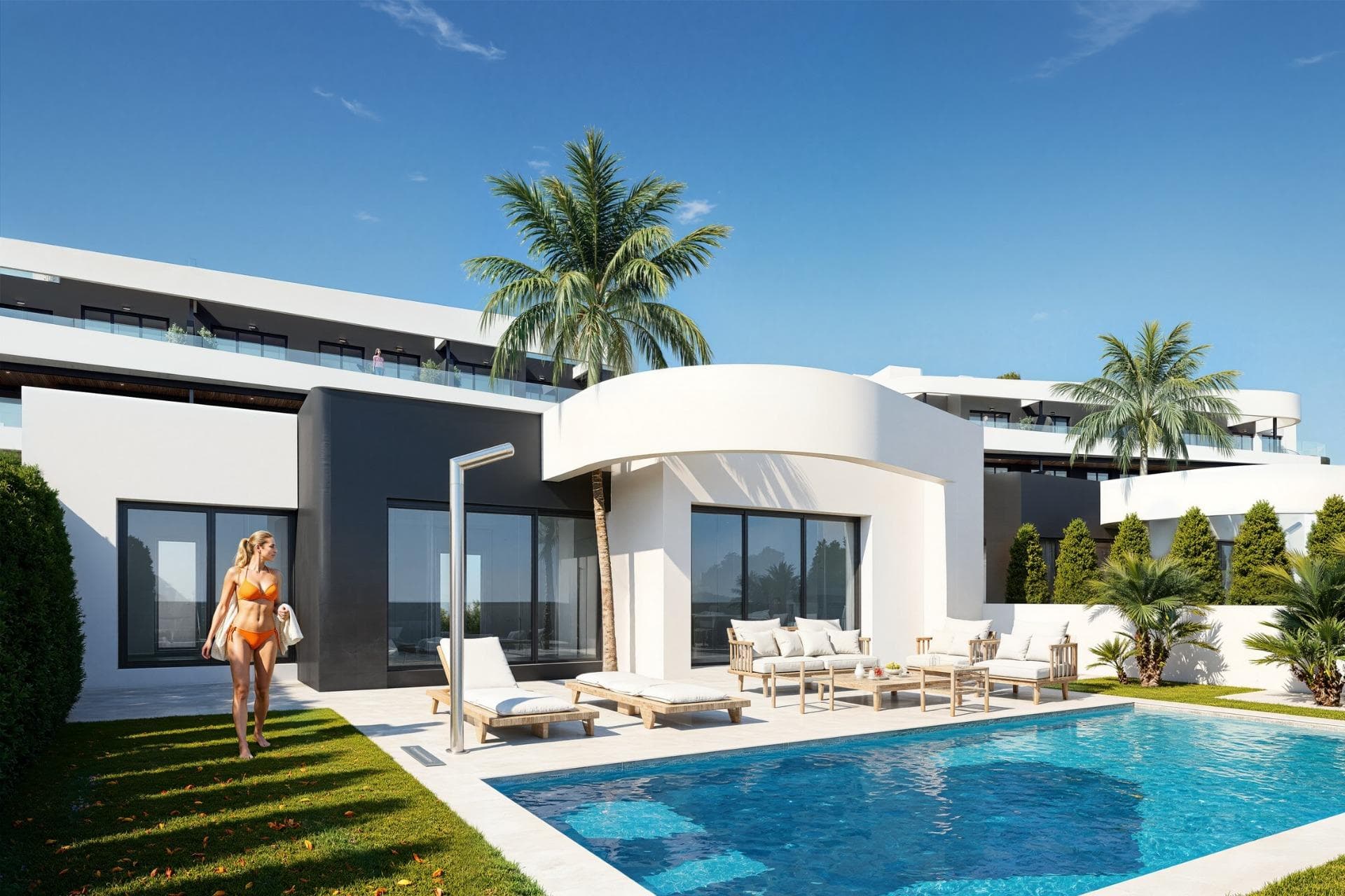 New Build Golf Front Apartments and Villas in La Serena Golf Los AlcazaresExclusive Residential Development Frontline to La Serena GolfDiscover this exceptional new build residential development located frontline to La Serena Golf in Los Alcazares, one of the most desirable coastal towns on the Costa Calida. This exclusive community offers a premium lifestyle surrounded by nature, open views and direct access to a renowned 18 hole golf course known for its flat terrain, scenic lakes and technical challenges.Ideally situated just 1.7 km from the beaches of the Mar Menor and the town center, residents can enjoy both tranquility and easy access to restaurants, shops and all essential services. Los Alcazares is well known for its relaxed atmosphere, long promenades and warm shallow waters, making it perfect for year round living or holiday stays.Modern Apartments with Terraces and Private SolariumsThe development includes 36 contemporary apartments distributed across four blocks. Buyers can choose between two or three bedroom layouts with two bathrooms, including an en suite.Ground floor apartments feature spacious terraces with the option to add a private pool. Middle floor units offer generous outdoor terraces, while penthouses include private solariums ideal for sunbathing and outdoor dining.All apartments include underground parking and a storage room with elevator access. The community also offers beautifully landscaped Mediterranean gardens and a large communal swimming pool for residents to enjoy.Stylish Single Level Villas with Private PoolIn addition to the apartments, the development offers nine exclusive single level villas. These homes feature three bedrooms, two bathrooms and an additional guest toilet, all designed to provide seamless indoor and outdoor living.Each villa includes a private swimming pool, garden, storage room and private parking. A spacious open basement provides additional flexible space that can be adapted to suit individual needs such as a gym, entertainment area or extra storage.High Quality Finishes and Energy Efficient DesignAll properties are built with high quality materials and modern specifications. Features include aluminum exterior carpentry with thermal break, fully equipped bathrooms with vanity units and glass shower screens, and pre installation for ducted air conditioning and furnished kitchens in apartments.Villas come with fully installed air conditioning systems and fully equipped kitchens with appliances. Elevators are available in apartment blocks, ensuring comfort and accessibility.Prime Location Close to Golf, Beaches and AmenitiesThis development offers excellent connectivity to key points of interest. Murcia International Airport is 35 km away and Alicante Airport is 95 km. The marina of Los Alcazares is just 2 km away, Dos Mares shopping center is 15 km and Roda Golf is only 4 km from the development. Cartagena city center is located 25 km away.Ideal Investment and Mediterranean Lifestyle OpportunityThis golf front development offers a unique opportunity to enjoy modern living in a privileged setting close to both the sea and golf.Contact us today to receive more information or to arrange a viewing and find your perfect home in Los Alcazares.