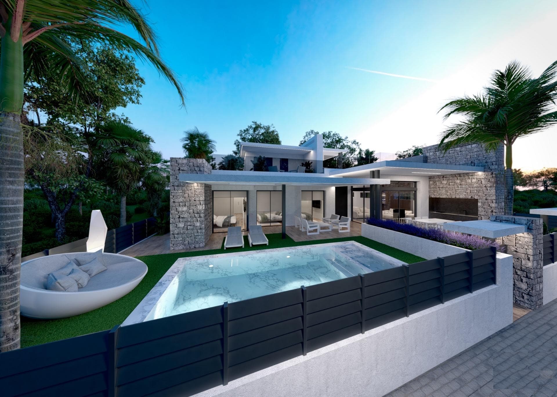 Frontline Lake Luxury Villa in Santa Rosalia Lake and Life Resort MurciaExclusive New Build Villa in a Unique Resort SettingDiscover this exceptional new build villa located frontline to the lake in the prestigious Santa Rosalia Lake and Life Resort in the Region of Murcia. Set on a generous 500 m2 plot, this property offers a rare opportunity to enjoy modern architecture, privacy and a resort lifestyle in one of the most innovative developments in southern Spain.The villa is distributed over ground floor, basement and rooftop solarium, combining contemporary design with spacious living areas and high quality finishes. Its privileged position provides direct views of the stunning artificial lake, creating a peaceful and exclusive environment.Spacious Design with Double Height Living AreaThe main floor features a bright open plan living and dining area with a spectacular double height ceiling, enhancing the sense of space and natural light. The modern kitchen comes fully equipped with BOSCH appliances and connects seamlessly with the outdoor terrace and private swimming pool.The property includes three bedrooms and three bathrooms, as well as a guest toilet. The layout is designed to provide both comfort and functionality, making it ideal for family living or entertaining guests.Basement with Natural Light and Customization OptionsA standout feature of this villa is the spacious basement with natural light provided by English patios. This level offers great flexibility and can be customized into additional living areas such as a gym, home cinema, guest accommodation or office.The basement includes pre installation for air conditioning and connections for water and electricity, allowing owners to tailor the space according to their needs.Private Solarium and Outdoor Living SpacesThe rooftop solarium provides an ideal space for relaxation and outdoor living, with pre installation for a jacuzzi and open views over the lake and surrounding resort. The villa also includes a private swimming pool and landscaped outdoor areas designed to enjoy the Mediterranean climate year round.High Quality Features and Energy EfficiencyThe property is built with premium materials and includes a reinforced security entrance door, ducted air conditioning, six photovoltaic solar panels and high quality finishes throughout.Resort Lifestyle with Exceptional AmenitiesSanta Rosalia Lake and Life Resort is a gated community with 24 hour security, designed around a 126000 m2 green area. At its heart lies a spectacular crystal clear lake of nearly 17000 m2, surrounded by white sandy beaches, palm trees and leisure areas.Residents can enjoy walking and cycling paths, sports facilities, paddle and tennis courts, mini golf, dog parks, clubhouse and beach style bars, creating a unique lifestyle experience.Prime Location Near Beaches and Golf CoursesThe resort is ideally located less than 4 km from the beaches of the Mar Menor and the town of Los Alcazares. Cartagena is just 15 km away and Murcia International Airport is 22 km away. Several golf courses are also located within a short drive.Ideal Investment and Luxury Lifestyle OpportunityThis frontline lake villa offers a unique opportunity to enjoy luxury living in a resort environment with exceptional amenities and strong investment potential.Contact us today for more information or to arrange a private viewing of this exclusive villa in Santa Rosalia Lake and Life Resort.