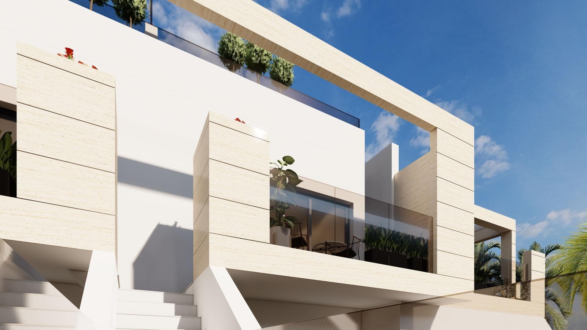 New Build Bungalows in San Pedro del Pinatar Modern Living Near the BeachContemporary Coastal Homes in El Salero San Pedro del PinatarDiscover these stylish 12 new build bungalows located in El Salero, a charming residential area of San Pedro del Pinatar on the Costa Calida. This sought after location offers the perfect balance between coastal living and everyday convenience, with supermarkets, restaurants, cafes and essential services all within walking distance.San Pedro del Pinatar is well known for its natural mud baths, salt flats and relaxed Mediterranean lifestyle. With a welcoming community and a mild climate all year round, it is an ideal destination for both permanent living and holiday homes.Prime Location Close to the Mar Menor and Mediterranean SeaThese properties are ideally located just 2 km from the beaches of Villa Nanitos on the Mar Menor and El Mojon on the Mediterranean Sea, both easily reachable within a 20 minute walk. The area is perfect for water sports enthusiasts, with nearby marinas, sailing clubs and coastal promenades.Modern Design and Functional LayoutsThe development offers modern bungalows with 2 bedrooms and 2 bathrooms, designed with open plan kitchens and bright living spaces that maximize natural light.Ground floor units feature spacious private terraces with the option to add a private swimming pool at an additional cost. Top floor properties include a private rooftop solarium with a swimming pool already included, providing the perfect space to relax and enjoy the Mediterranean sun.Each property also includes a private parking space.High Quality Finishes and Energy EfficiencyThese homes are built with high quality materials and modern specifications to ensure comfort and efficiency. Features include pre installation for ducted air conditioning, aerothermal system for hot water and electric shutters.Bathrooms come fully equipped with vanity units, mirrors, shower screens and underfloor heating. A complete LED lighting package is included both indoors and outdoors, enhancing the overall ambiance of the property.Excellent Connectivity and Nearby AmenitiesSan Pedro del Pinatar offers excellent connections to key destinations. The Dos Mares shopping center is approximately 4 km away, while Murcia International Airport is around 35 km. Alicante Airport can be reached in approximately 75 km.Several golf courses and marinas are located within a short drive, making this an ideal location for leisure and recreation.Ideal Property for Investment or Year Round LivingThese new build bungalows combine modern design, a prime coastal location and high quality finishes, making them an excellent choice for investment, holiday use or permanent residence.Contact us today to receive more information or to arrange a viewing and secure your new home in San Pedro del Pinatar.