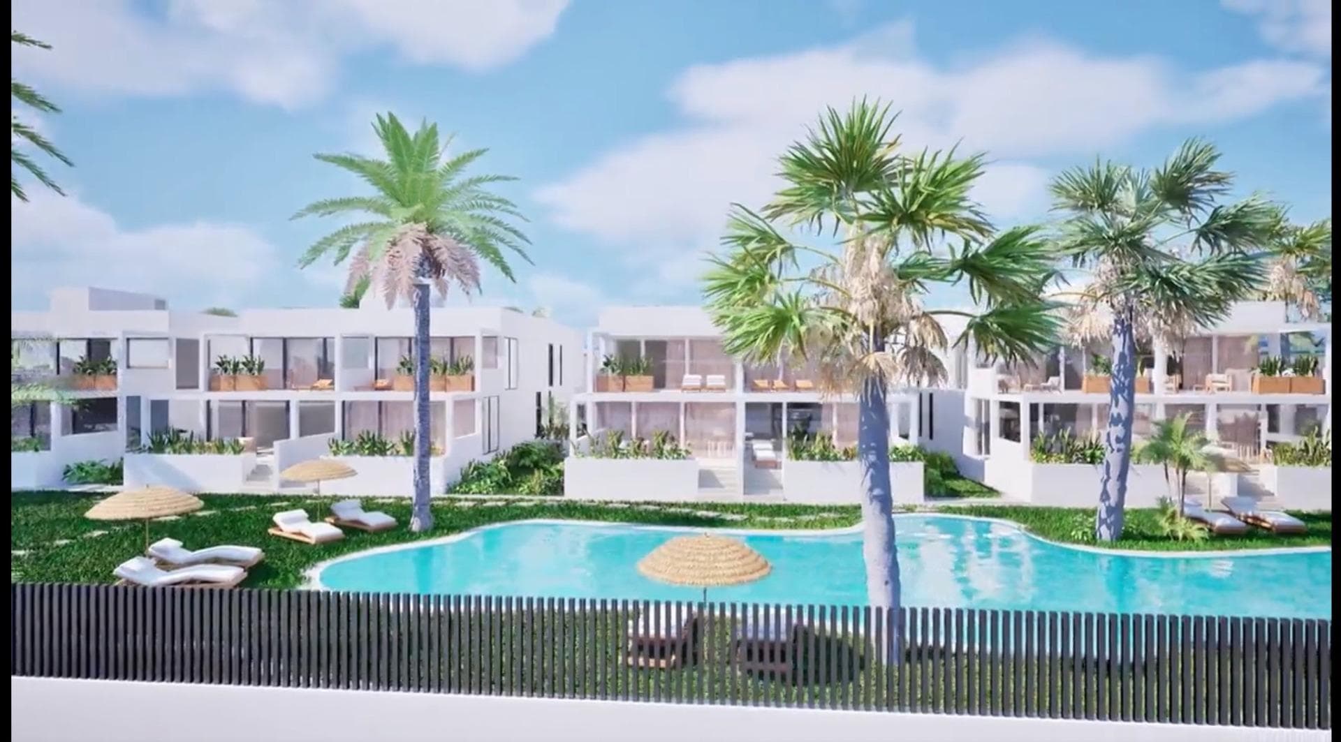 New Build Bungalows for Sale in Mar de Cristal Near the BeachModern Mediterranean Living in Mar de CristalDiscover this exclusive new build residential complex in Mar de Cristal, one of the most attractive coastal areas of the Costa Calida. Located just 900 m from the seafront promenade and the beautiful sandy beaches of the Mar Menor, this boutique development offers an exceptional lifestyle close to the sea. Mar de Cristal is a peaceful and well established seaside town known for its crystal clear shallow waters, relaxed atmosphere and excellent year round services. Supermarkets, bars, restaurants and leisure facilities are all within easy walking distance, making it ideal for both permanent living and holiday enjoyment.Exclusive Development of 16 Modern BungalowsThis stylish new development consists of only 16 contemporary bungalows designed to offer comfort, privacy and quality. Buyers can choose between ground floor properties with private gardens or top floor homes with private solariums. All residences feature 3 bedrooms and 2 bathrooms, including one ensuite.The interiors have been designed with a modern open plan concept, where the kitchen, dining area and living room flow naturally together into one bright and spacious living area. Large sliding doors connect the interior to the terrace, creating an ideal indoor outdoor lifestyle under the Mediterranean sun.High Quality Finishes and Modern ComfortEach property is built with high quality materials and attention to detail. The homes include fitted wardrobes, pre installation for ducted air conditioning, aerothermal system for hot water, electric blinds in bedrooms and fully fitted bathrooms with furniture, mirrors and underfloor heating.The kitchens come fully equipped with appliances, while each apartment also includes a private storage room and an underground parking space, adding both convenience and value.Tropical Communal Areas for RelaxationAt the heart of the development is a beautiful communal swimming pool surrounded by tropical gardens with natural grass, palm trees and sunbathing areas. This carefully designed communal space creates a peaceful environment where residents can relax and enjoy the exceptional climate of the region.Excellent Location Close to Beaches, Golf and MarinasMar de Cristal Beach: 0.9 kmMarina of Mar de Cristal: 1 kmCalblanque Natural Park: 4 kmLa Manga Club Golf Resort: 5 kmLos Belones: 3 kmCartagena: 22 kmMurcia city: 55 kmMurcia International Airport: 49 kmAlicante Airport: 105 kmA Smart Choice on the Costa CalidaWhether you are searching for a permanent residence, a holiday retreat or a secure investment, these new build bungalows in Mar de Cristal combine modern design, quality finishes and a superb coastal location.Contact us today for more information or to arrange a viewing and secure your new home by the Mediterranean.
